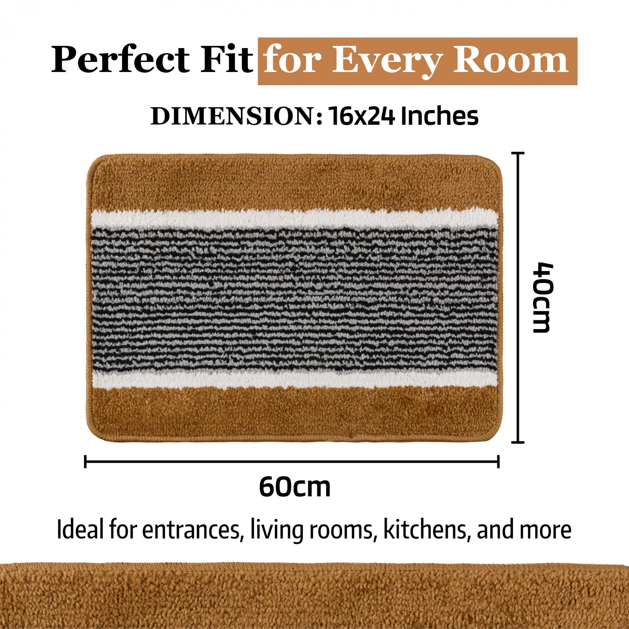 Kuber Industries 16x24 Inch Anti-Skid Water-Absorbent Door Mats for Home  Durable Main Entrance Footmats for Bathroom Living Room  Office  Micro Wings Lining - Golden