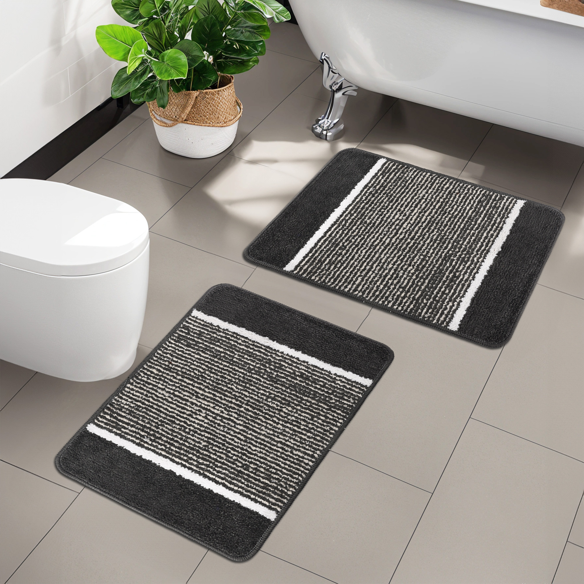 Kuber Industries 16x24 Inch Anti-Skid Water-Absorbent Door Mats for Home  Durable Main Entrance Footmats for Bathroom Living Room  Office  Micro Diamond Lining - Dark Grey
