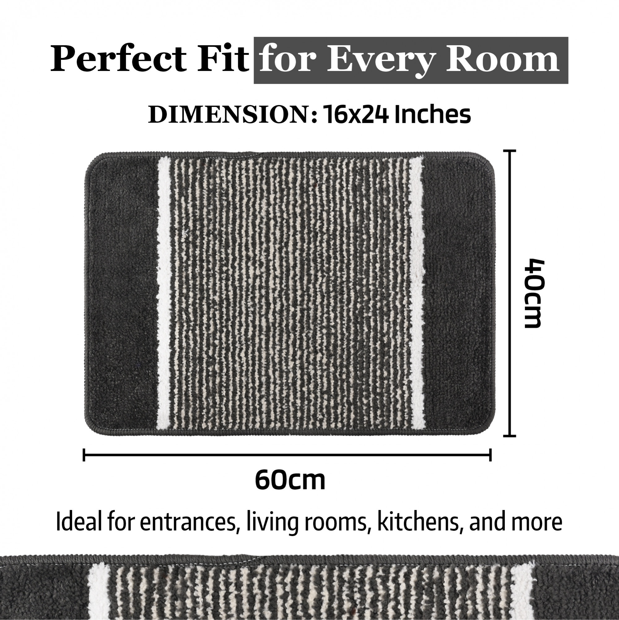 Kuber Industries 16x24 Inch Anti-Skid Water-Absorbent Door Mats for Home  Durable Main Entrance Footmats for Bathroom Living Room  Office  Micro Diamond Lining - Dark Grey