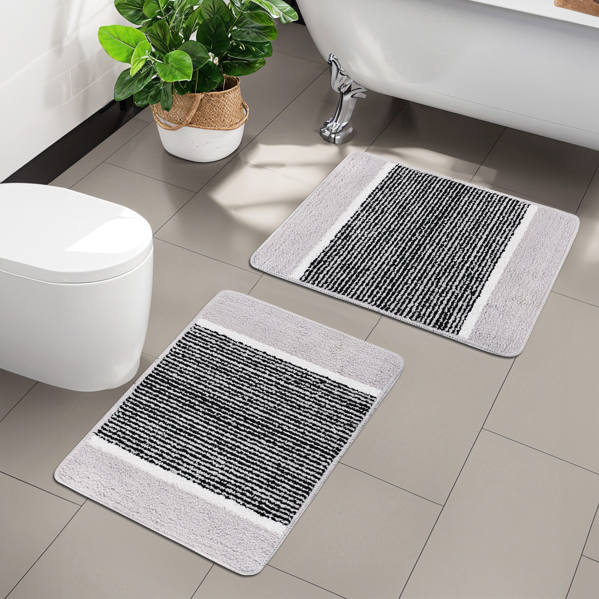 Kuber Industries 16x24 Inch Anti-Skid Water-Absorbent Door Mats for Home  Durable Main Entrance Footmats for Bathroom Living Room  Office  Micro Diamond Lining - Light Grey