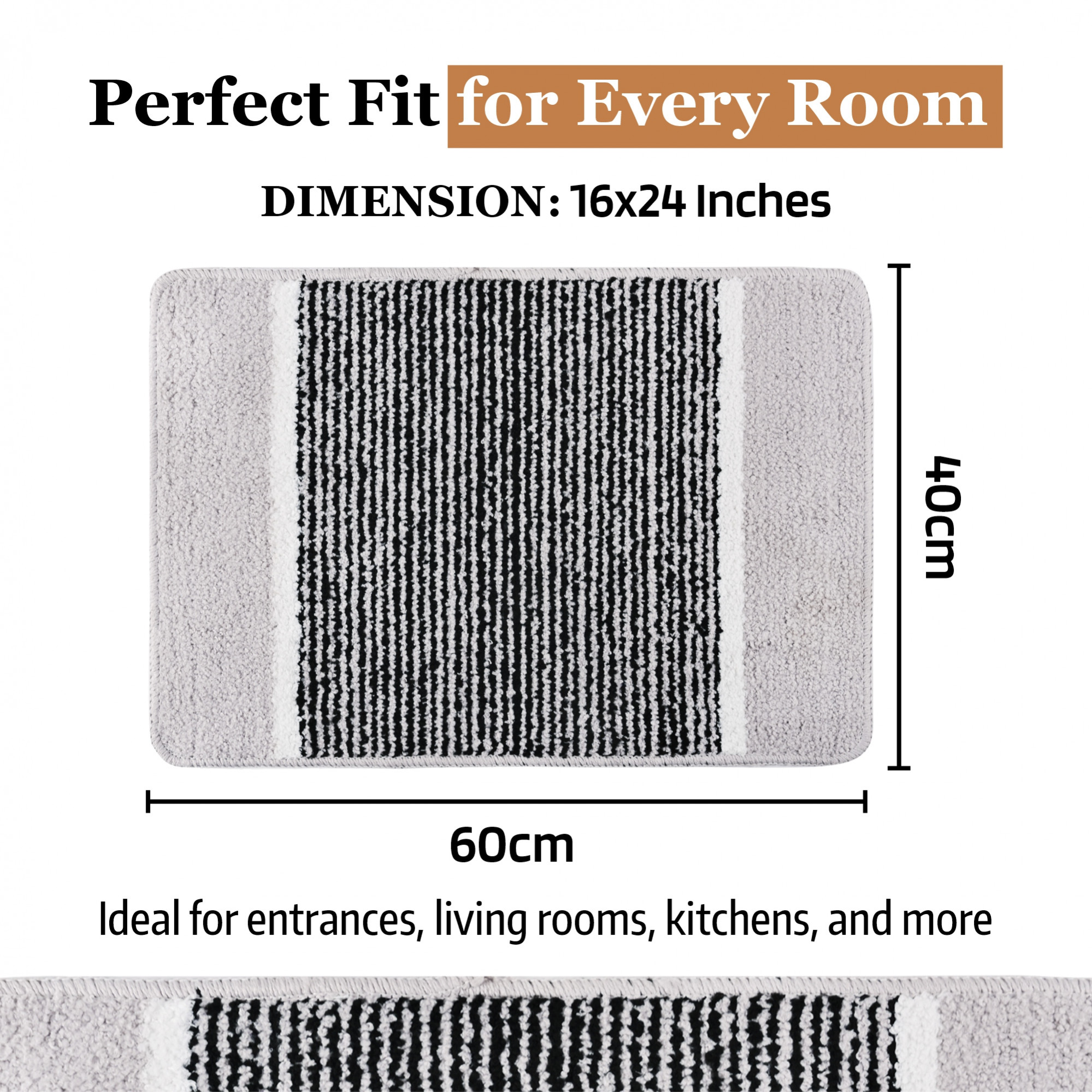 Kuber Industries 16x24 Inch Anti-Skid Water-Absorbent Door Mats for Home  Durable Main Entrance Footmats for Bathroom Living Room  Office  Micro Diamond Lining - Light Grey