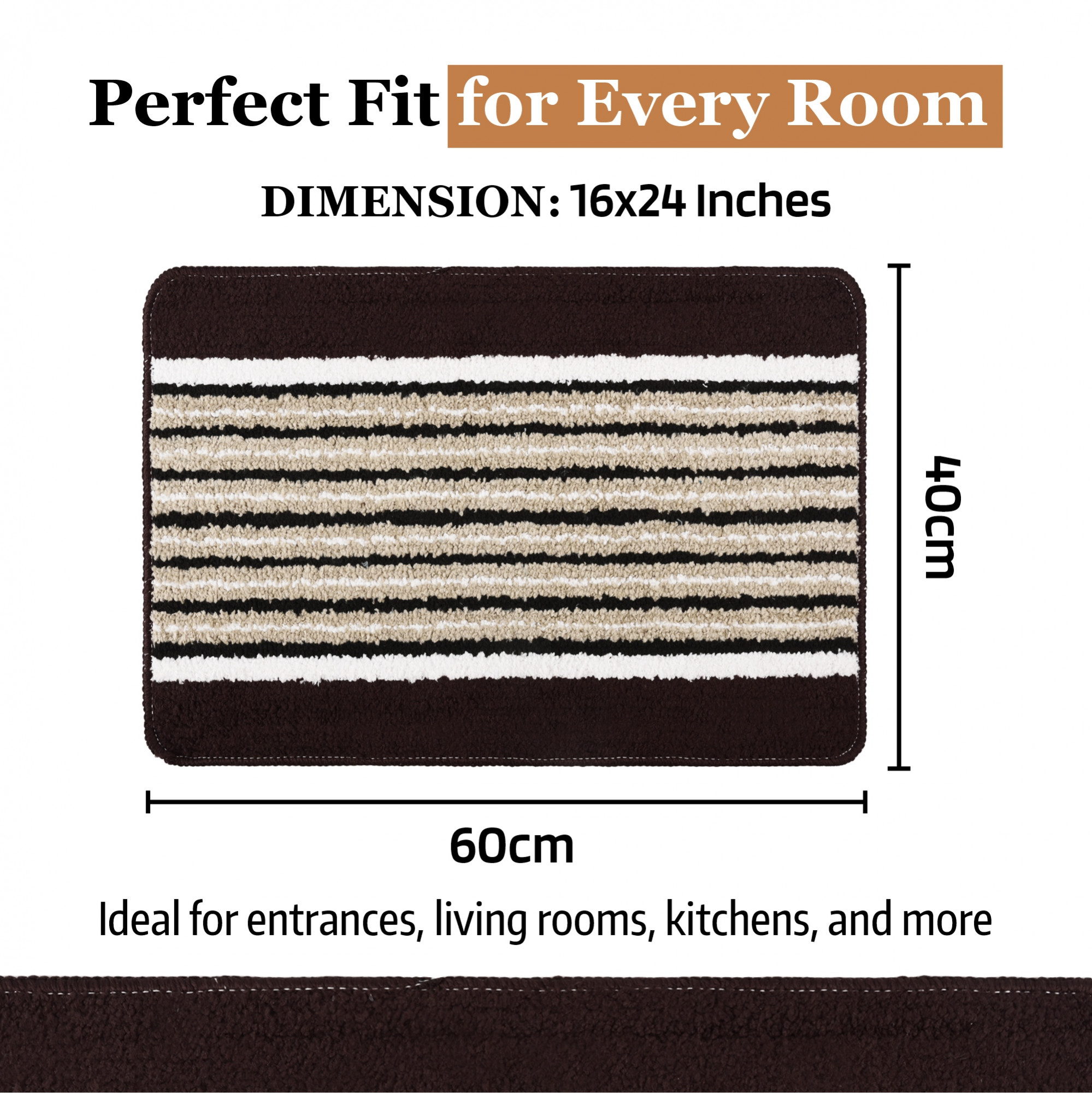 Kuber Industries 16x24 Inch Anti-Skid Water-Absorbent Door Mats for Home  Durable Main Entrance Footmats for Bathroom Living Room  Office  Micro New Wings Lining - Brown