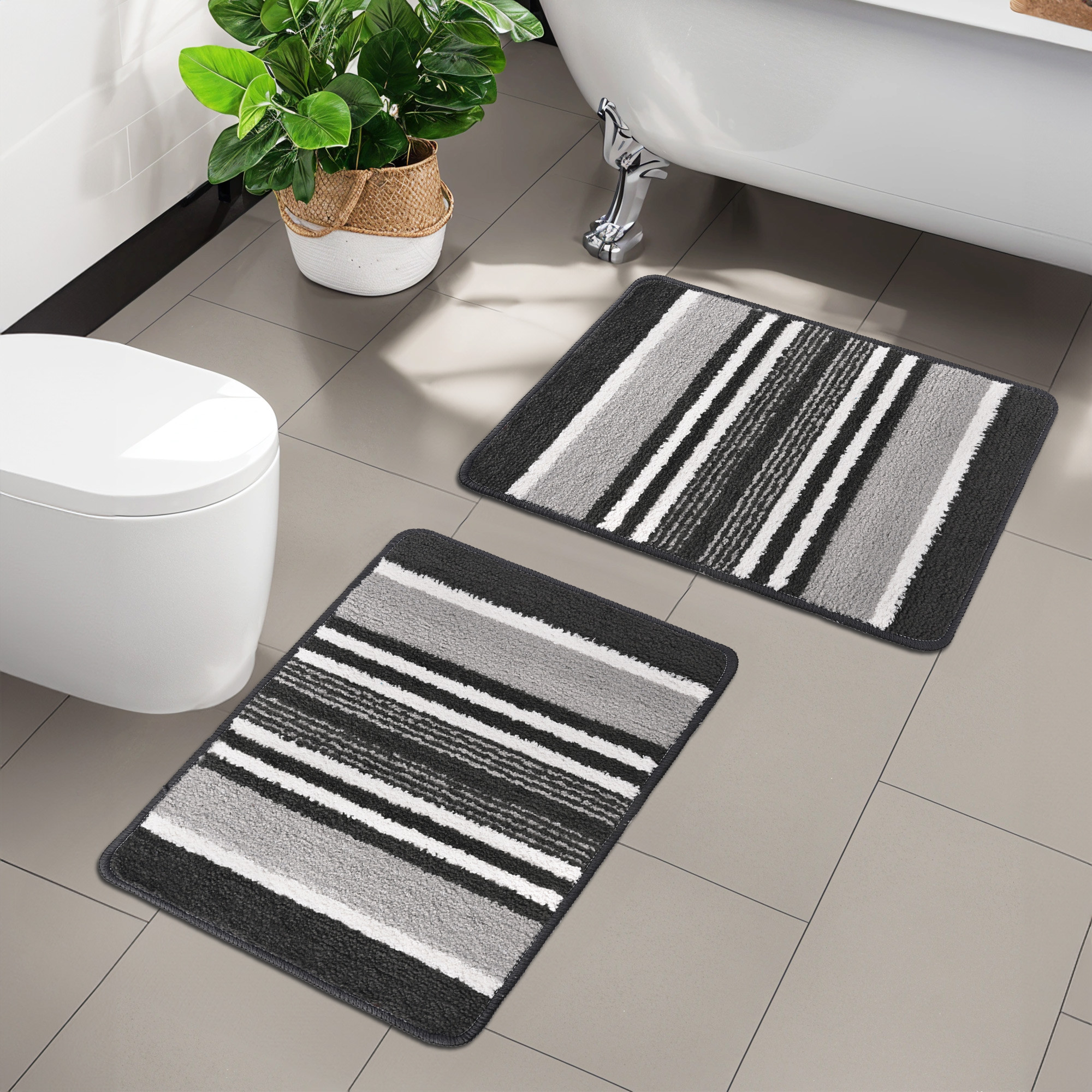 Kuber Industries 16x24 Inch Anti-Skid Water-Absorbent Door Mats for Home  Durable Main Entrance Footmats for Bathroom Living Room  Office  Micro Jupitar Lining - Dark Grey