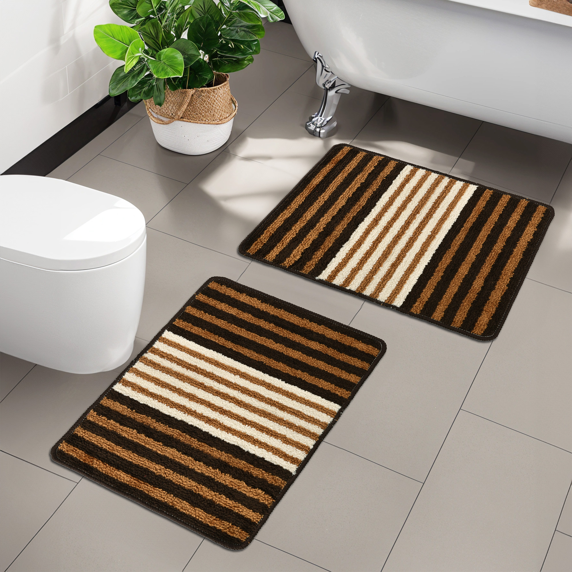 Kuber Industries 16x24 Inch Anti-Skid Water-Absorbent Door Mats for Home  Durable Main Entrance Footmats for Bathroom Living Room  Office  Micro Pearl Lining - Brown