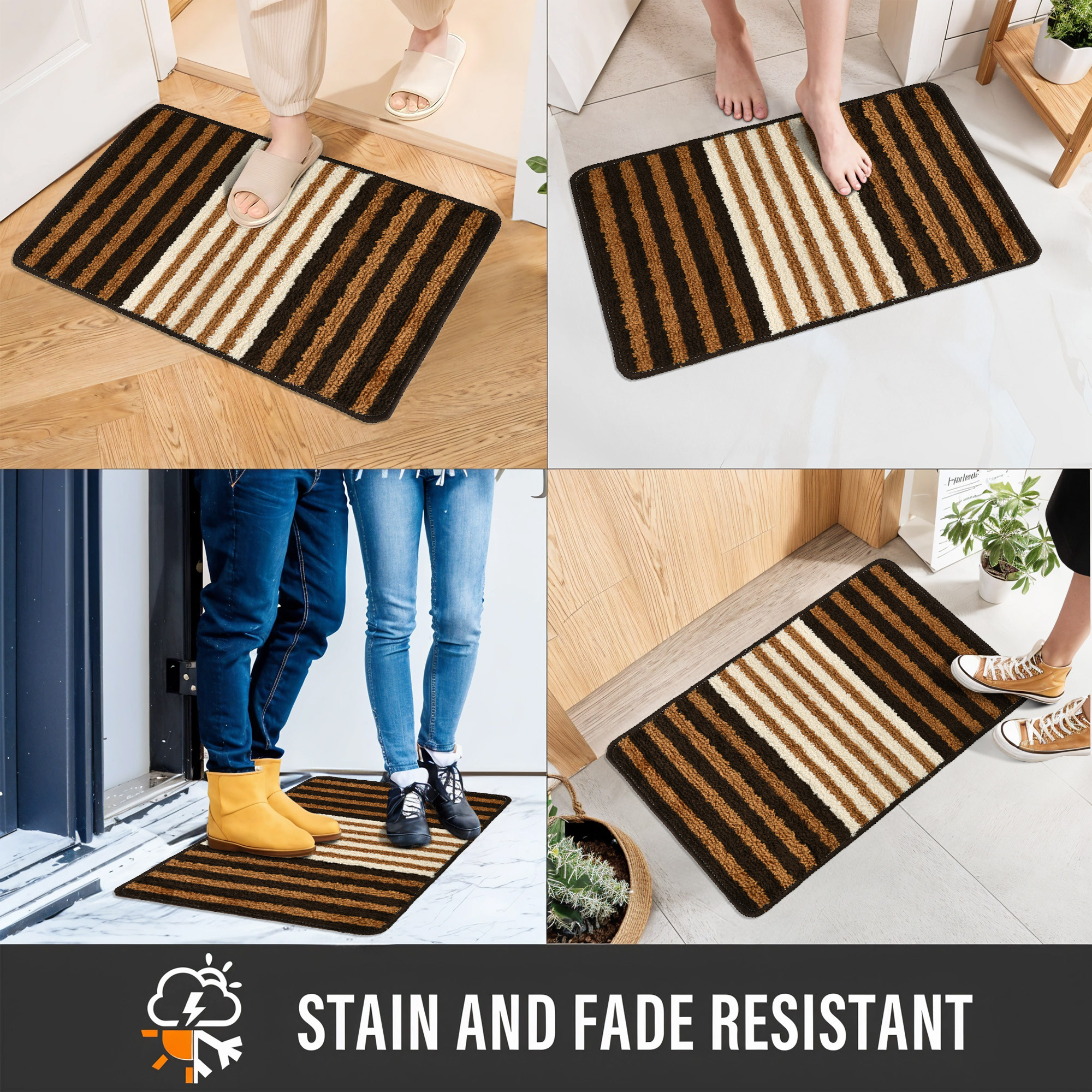 Kuber Industries 16x24 Inch Anti-Skid Water-Absorbent Door Mats for Home  Durable Main Entrance Footmats for Bathroom Living Room  Office  Micro Pearl Lining - Brown