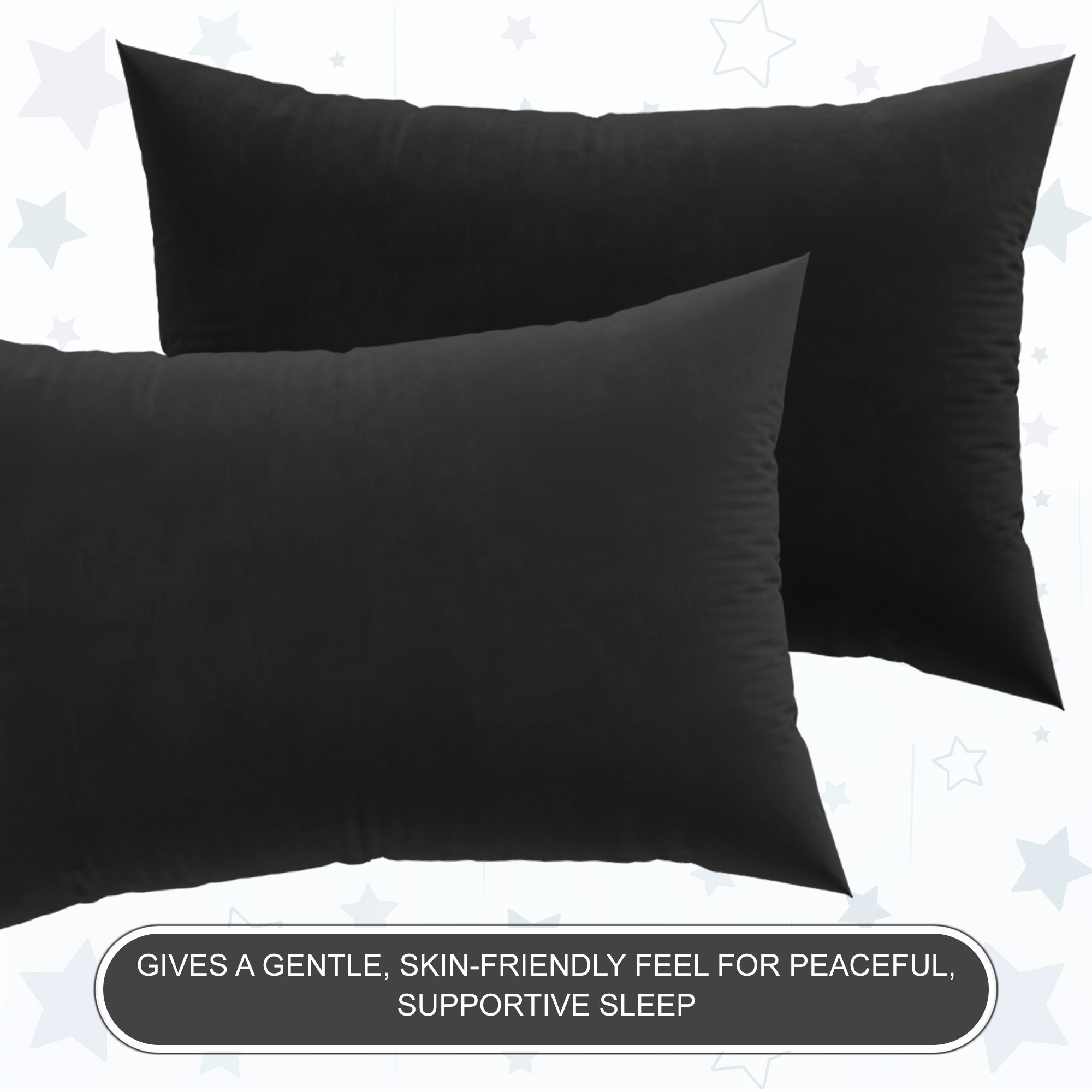 Kuber Industries 16x24 Inch Microfiber Pillow for Bed  Machine Washable  Neck Support Soft Pillow for Sleeping Bedroom and Living Room  Black