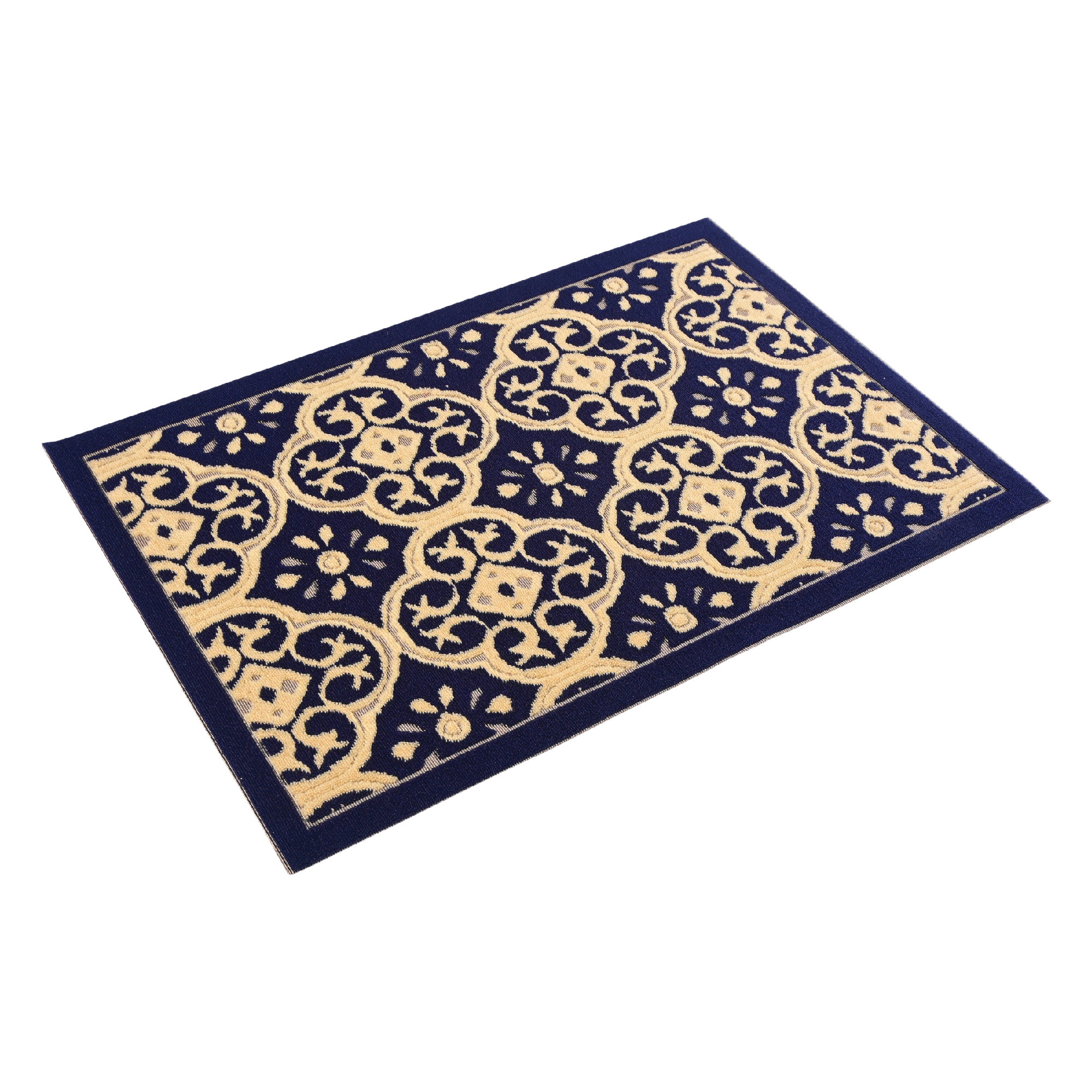 Kuber Industries 16x24 Inch Poly Wool Anti-Skid Doormats for Main Door Entrance  Soft Footmats for Home  Kitchen  WashableNon-Slip Floor Mat for Living Room Balcony  Jacquard - Blue