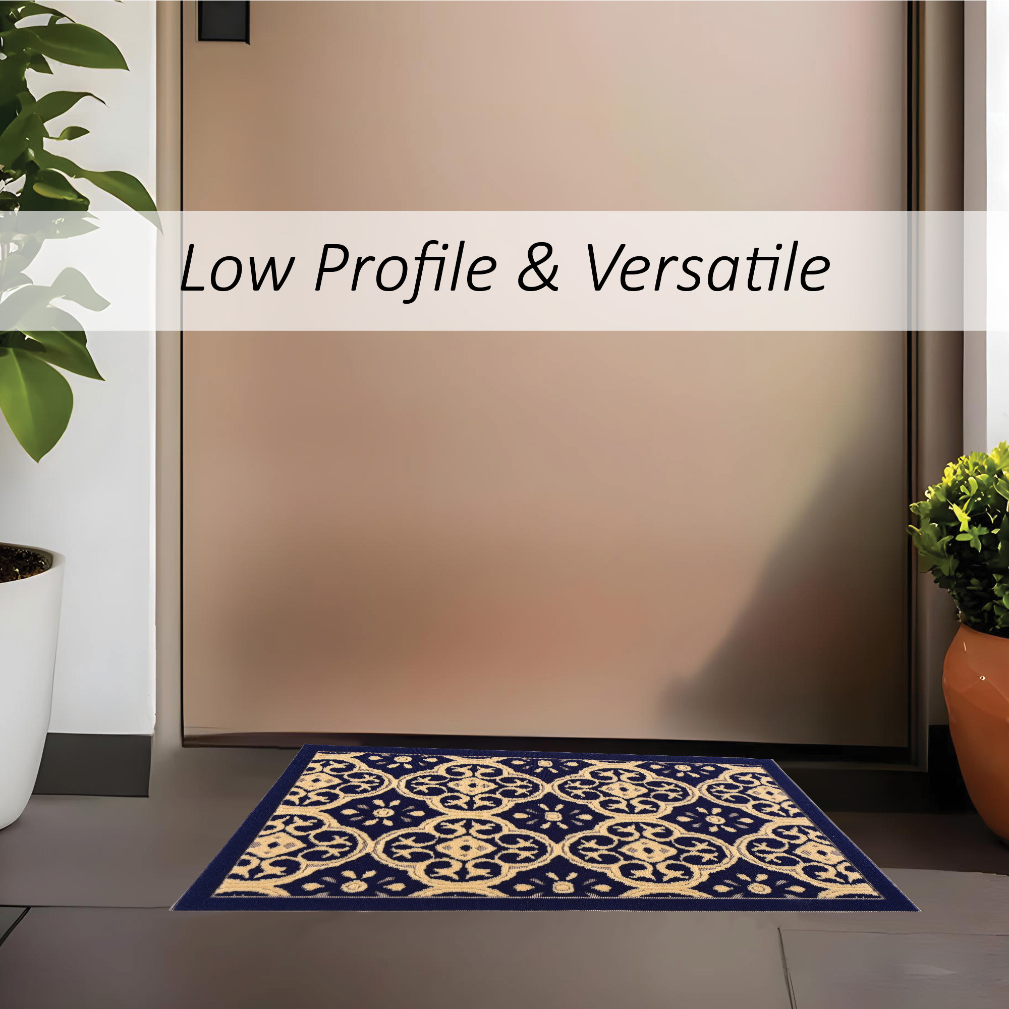 Kuber Industries 16x24 Inch Poly Wool Anti-Skid Doormats for Main Door Entrance  Soft Footmats for Home  Kitchen  WashableNon-Slip Floor Mat for Living Room Balcony  Jacquard - Blue