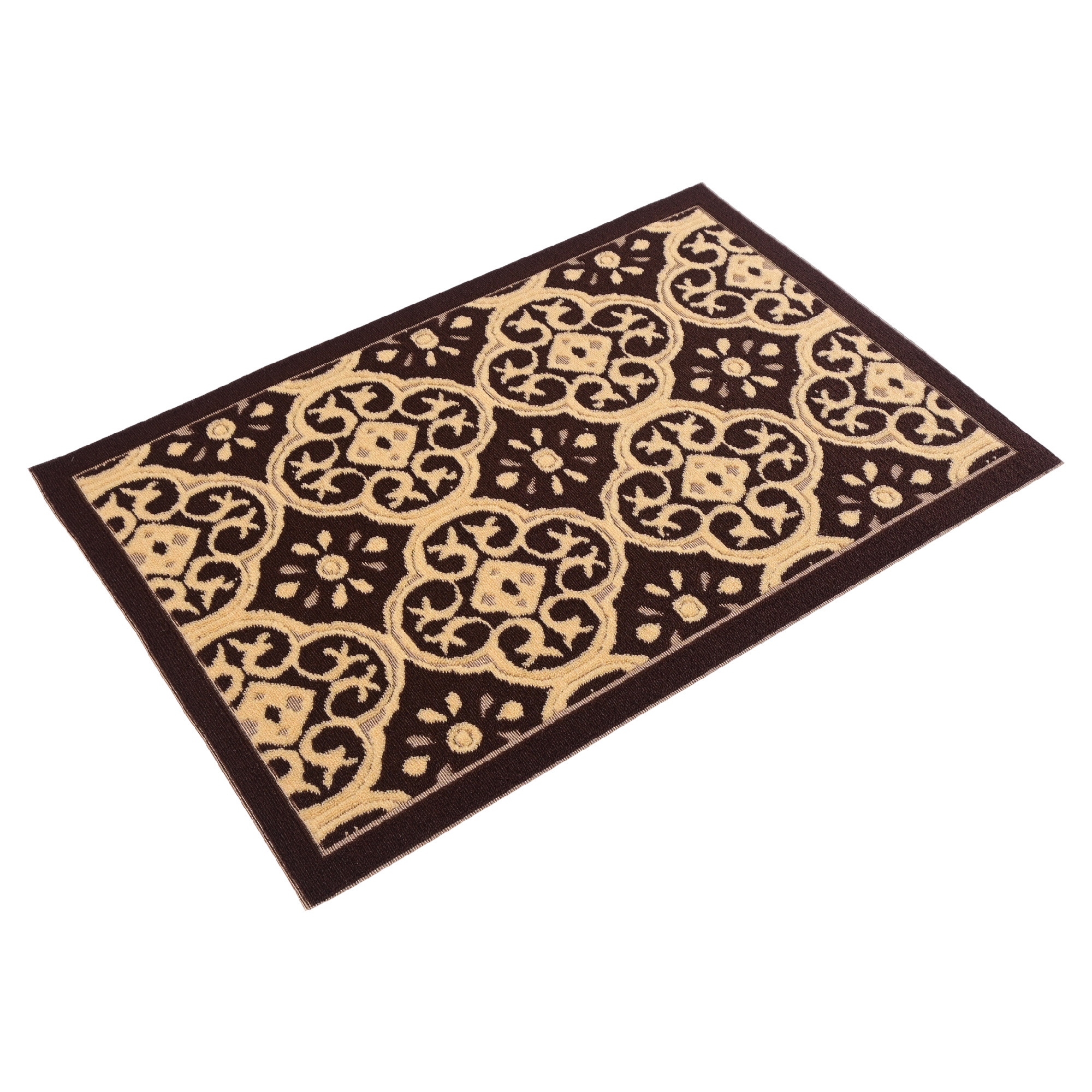 Kuber Industries 16x24 Inch Poly Wool Anti-Skid Doormats for Main Door Entrance  Soft Footmats for Home  Kitchen  WashableNon-Slip Floor Mat for Living Room Balcony  Jacquard - Brown