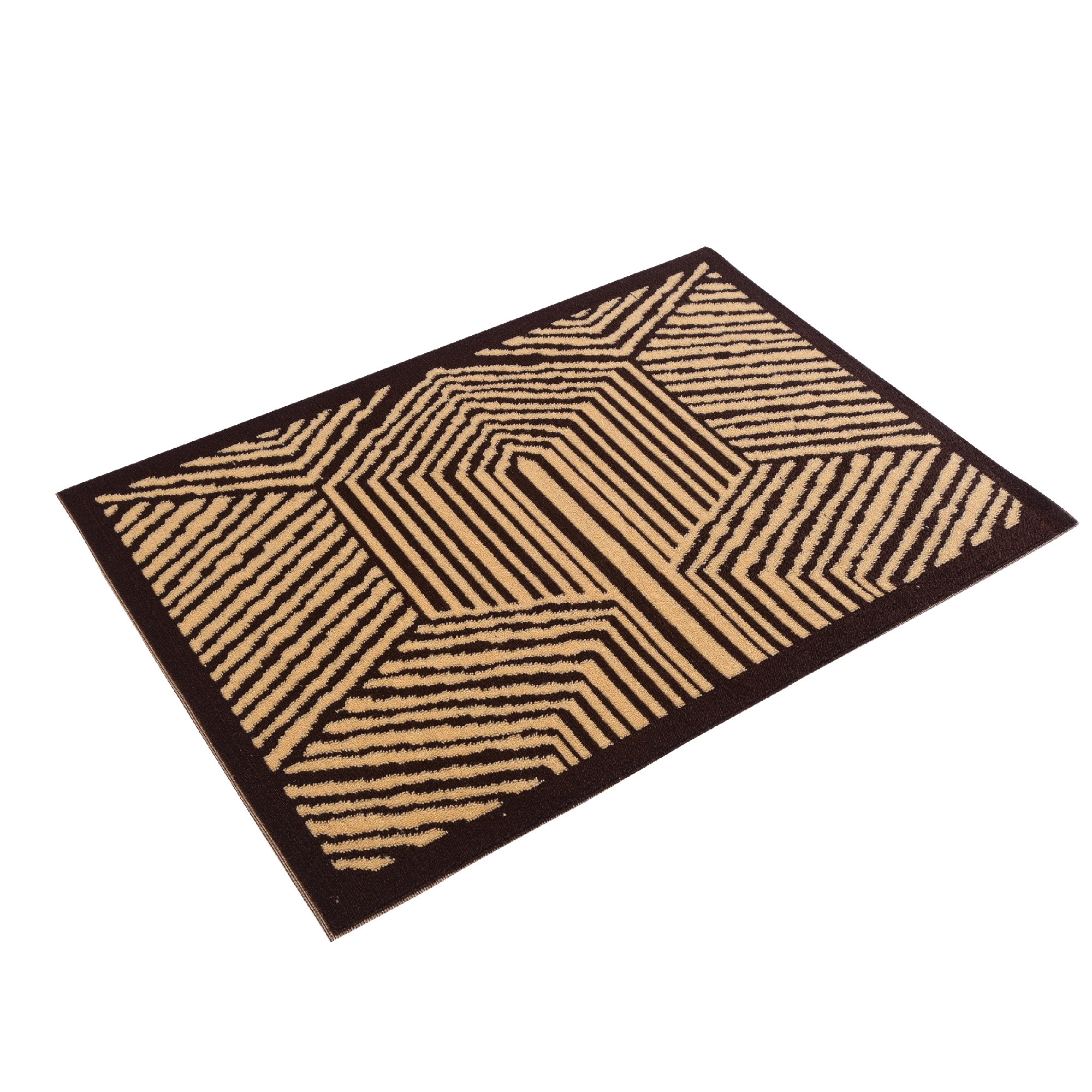 Kuber Industries 16x24 Inch Poly Wool Anti-Skid Doormats for Main Door Entrance  Soft Footmats for Home  Kitchen  WashableNon-Slip Floor Mat for Living Room Balcony  Chevron - Brown