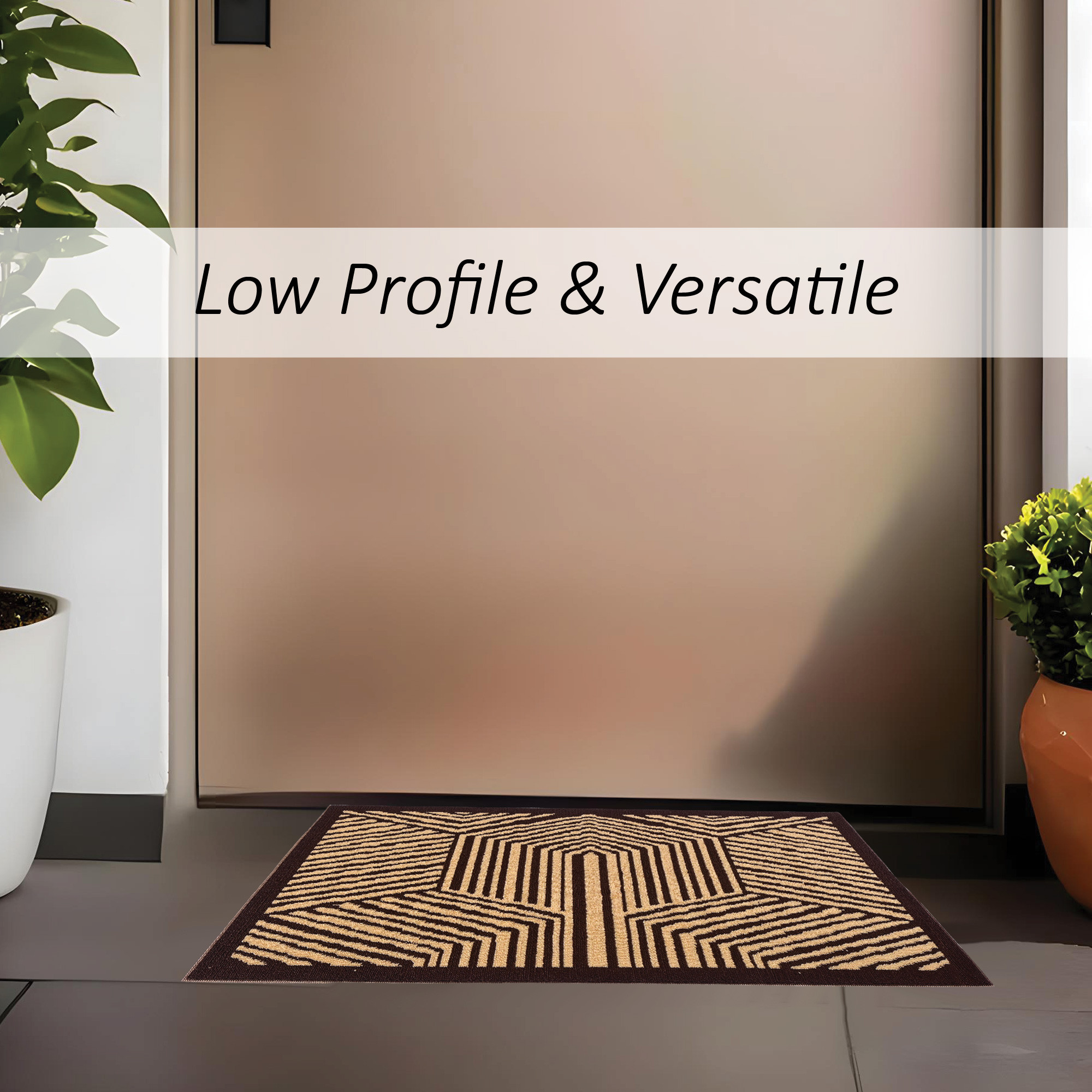 Kuber Industries 16x24 Inch Poly Wool Anti-Skid Doormats for Main Door Entrance  Soft Footmats for Home  Kitchen  WashableNon-Slip Floor Mat for Living Room Balcony  Chevron - Brown