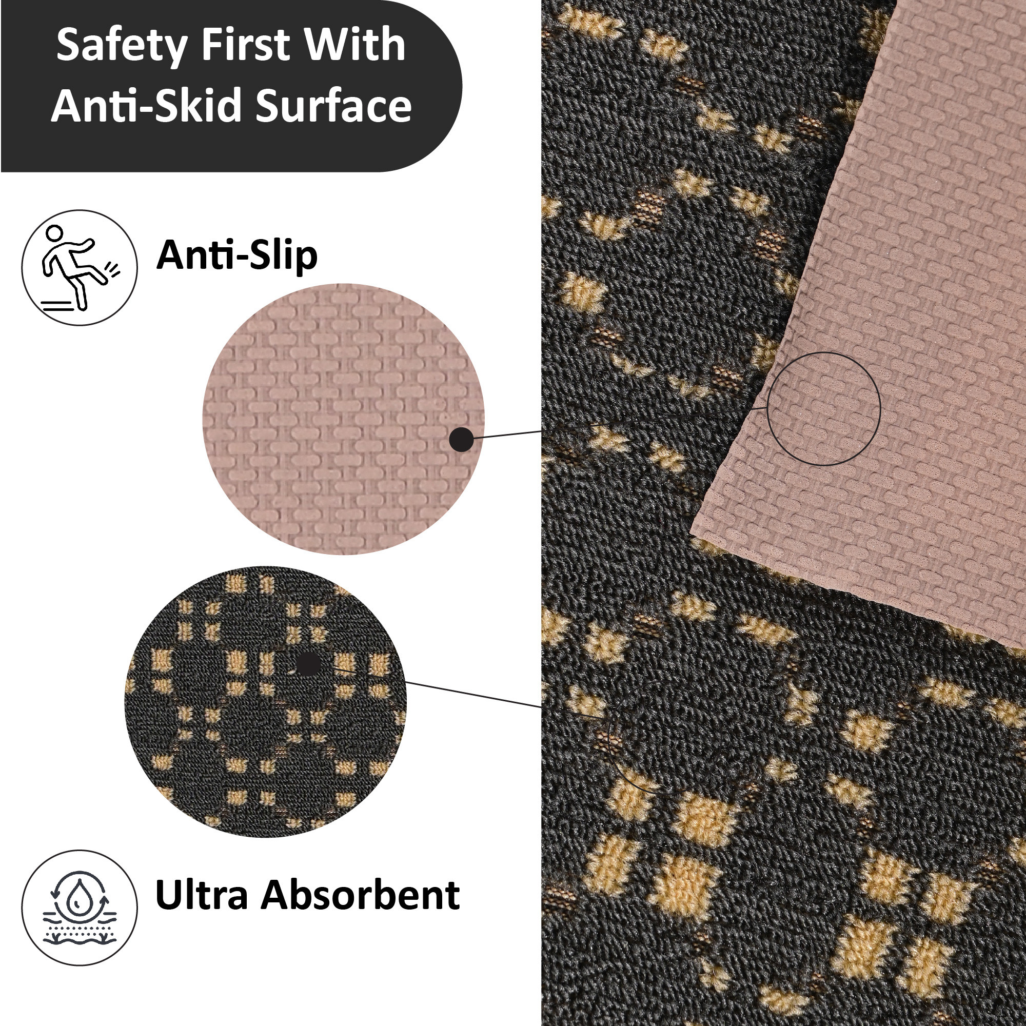 Kuber Industries 16x24 Inch Poly Wool Anti-Skid Doormats for Main Door Entrance  Soft Footmats for Home  Kitchen  WashableNon-Slip Floor Mat for Living Room Balcony  Cross Tee - Grey