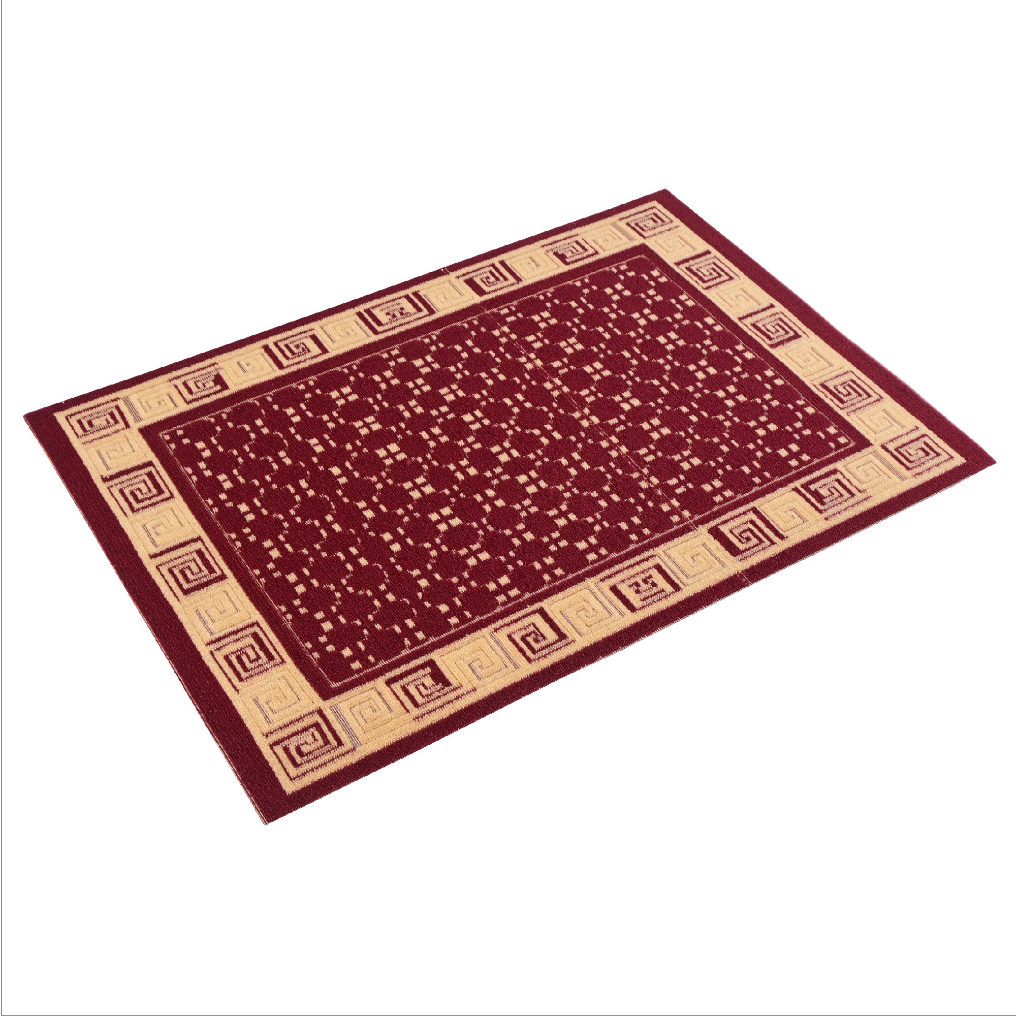 Kuber Industries 16x24 Inch Poly Wool Anti-Skid Doormats for Main Door Entrance  Soft Footmats for Home  Kitchen  WashableNon-Slip Floor Mat for Living Room Balcony  Cross Tee - Maroon