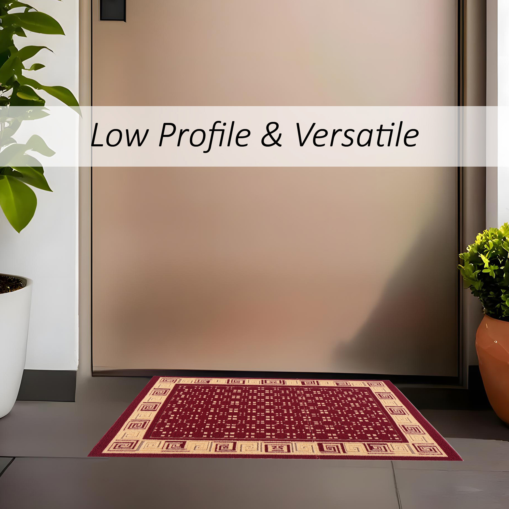 Kuber Industries 16x24 Inch Poly Wool Anti-Skid Doormats for Main Door Entrance  Soft Footmats for Home  Kitchen  WashableNon-Slip Floor Mat for Living Room Balcony  Cross Tee - Maroon