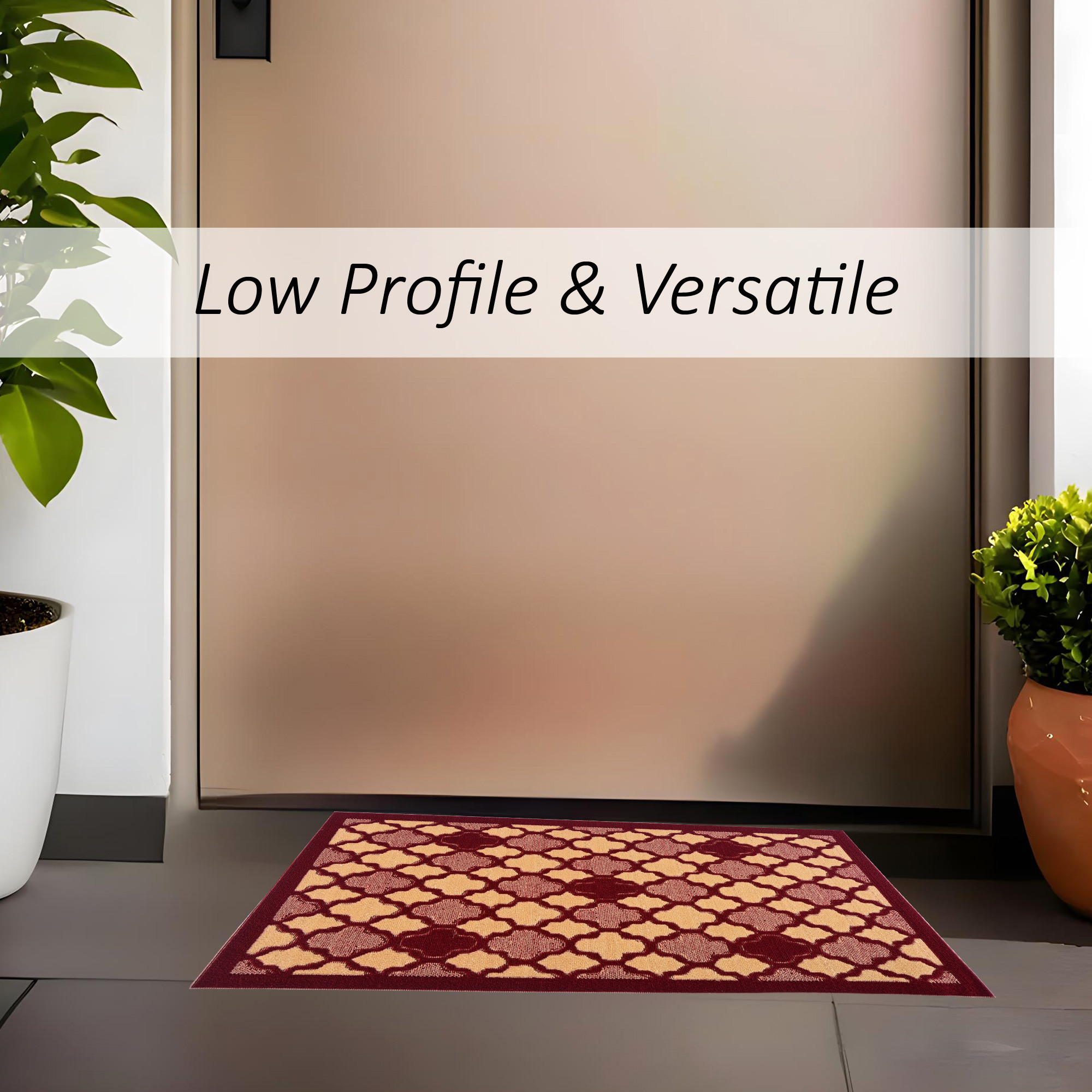 Kuber Industries 16x24 Inch Poly Wool Anti-Skid Doormats for Main Door Entrance  Soft Footmats for Home  Kitchen  WashableNon-Slip Floor Mat for Living Room Balcony  Hexagon - Maroon