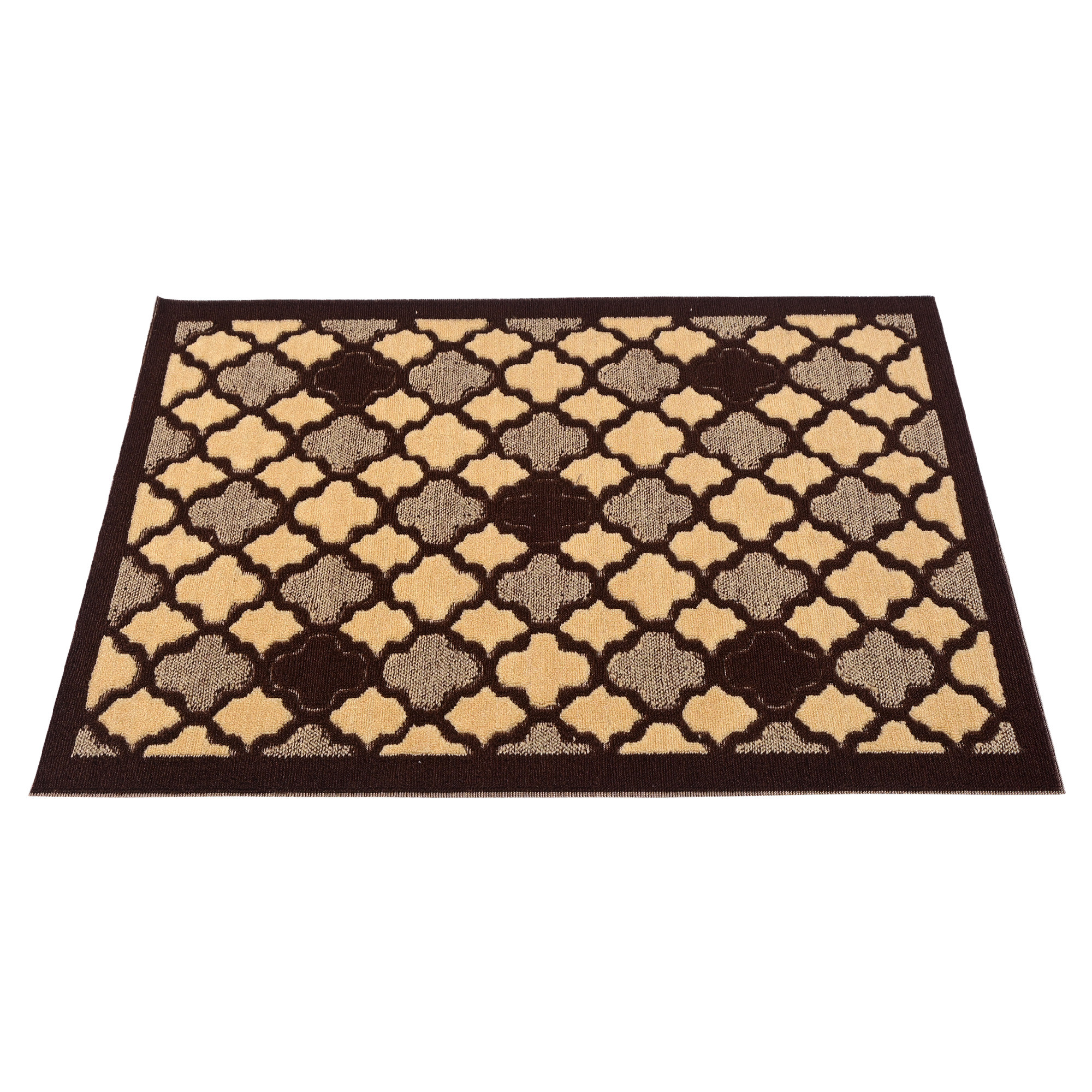 Kuber Industries 16x24 Inch Poly Wool Anti-Skid Doormats for Main Door Entrance  Soft Footmats for Home  Kitchen  WashableNon-Slip Floor Mat for Living Room Balcony  Hexagon - Brown