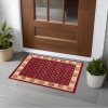 16x24 Inch Poly Wool Anti-Skid Doormats for Main Door Entrance | Soft Footmats for Home &amp; Kitchen | Washable/Non-Slip Floor Mat for Living Room Balcony | Cross Tee - Maroon