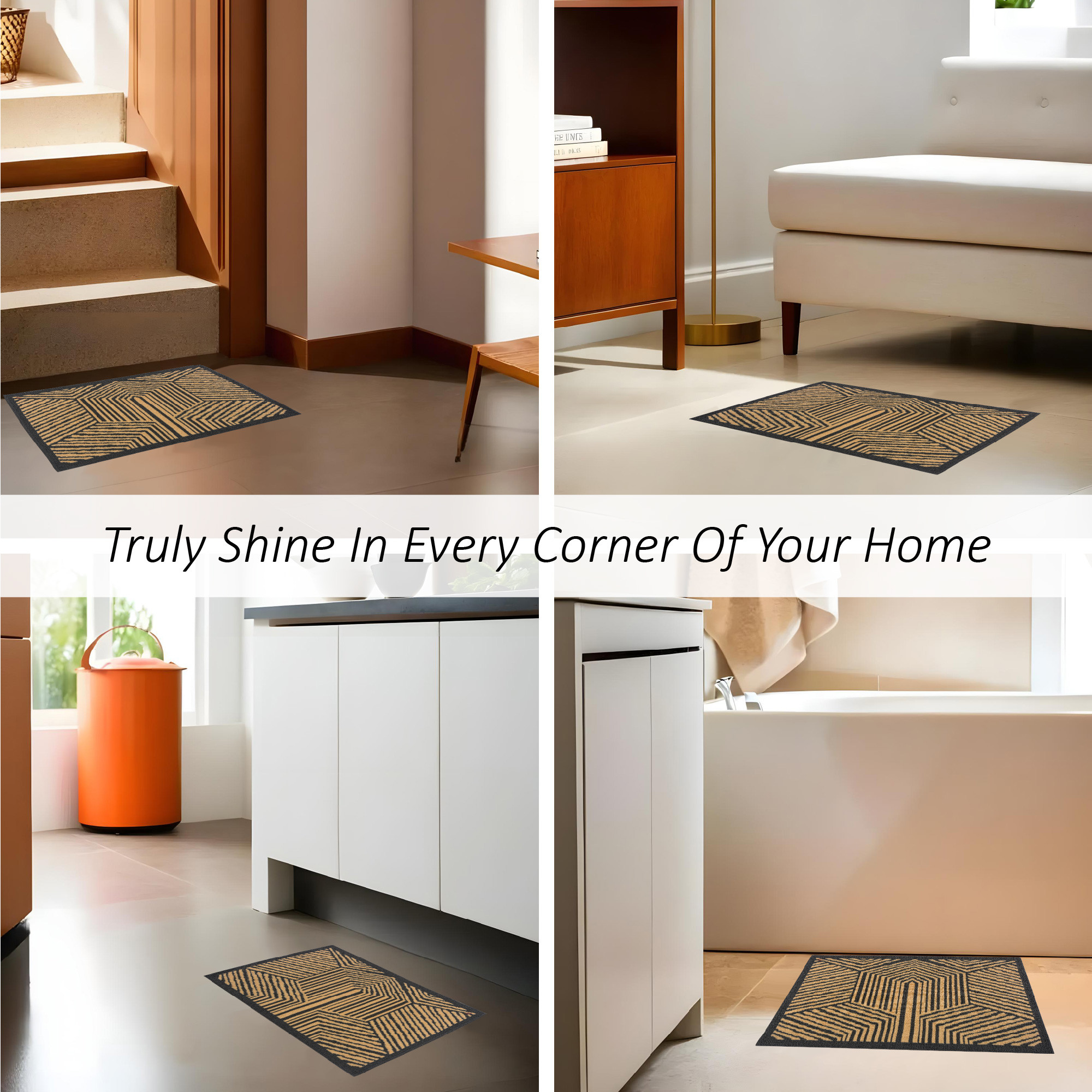 Kuber Industries 16x24 Inch Poly Wool Anti-Skid Doormats for Main Door Entrance  Soft Footmats for Home  Kitchen  WashableNon-Slip Floor Mat for Living Room Balcony  Chevron - Grey