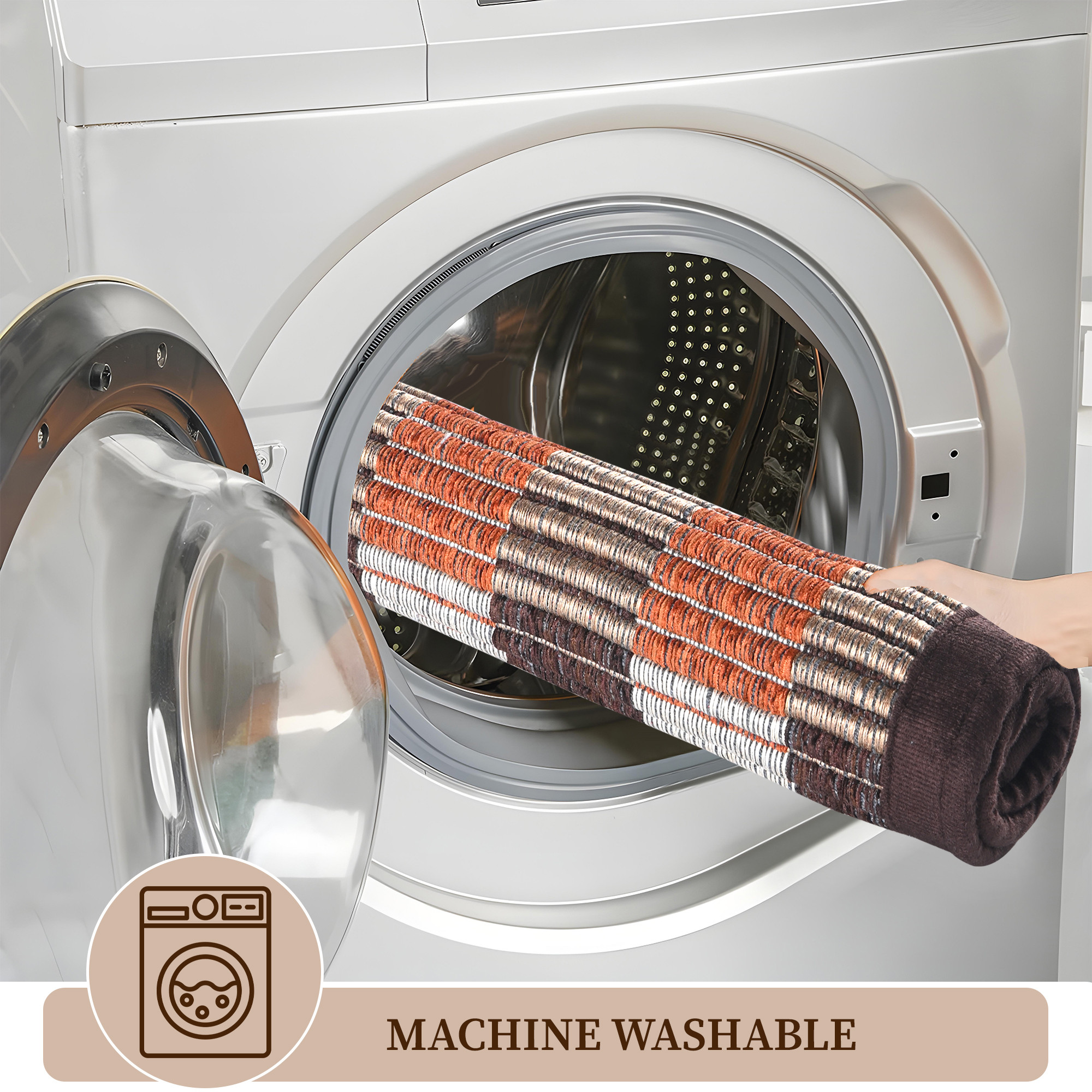 Kuber Industries 16x24 Inch Soft Bathroom Door Mats  Water Soaking Paydan  Footmats for Home  Cotton Floor Mats  Shower Mats for Washroom  Checks - Brown