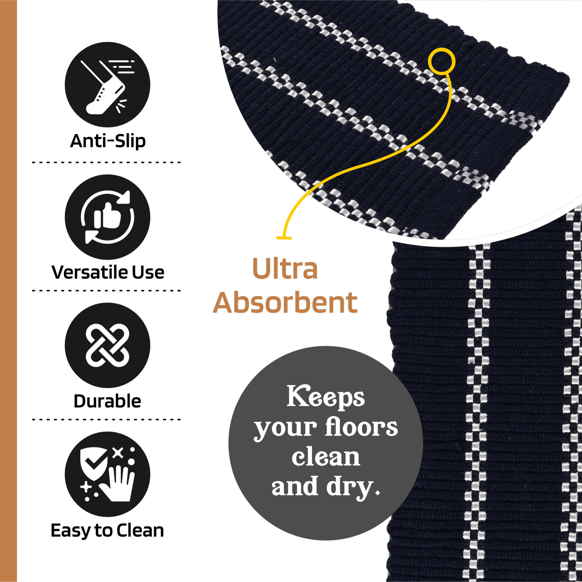 Kuber Industries 16x24 Inch Soft Door Mats for Home  Durable  Absorbent Main Entrance Footmats for Bathroom Living Room  Office  Silver Lining Sky Mat- Black