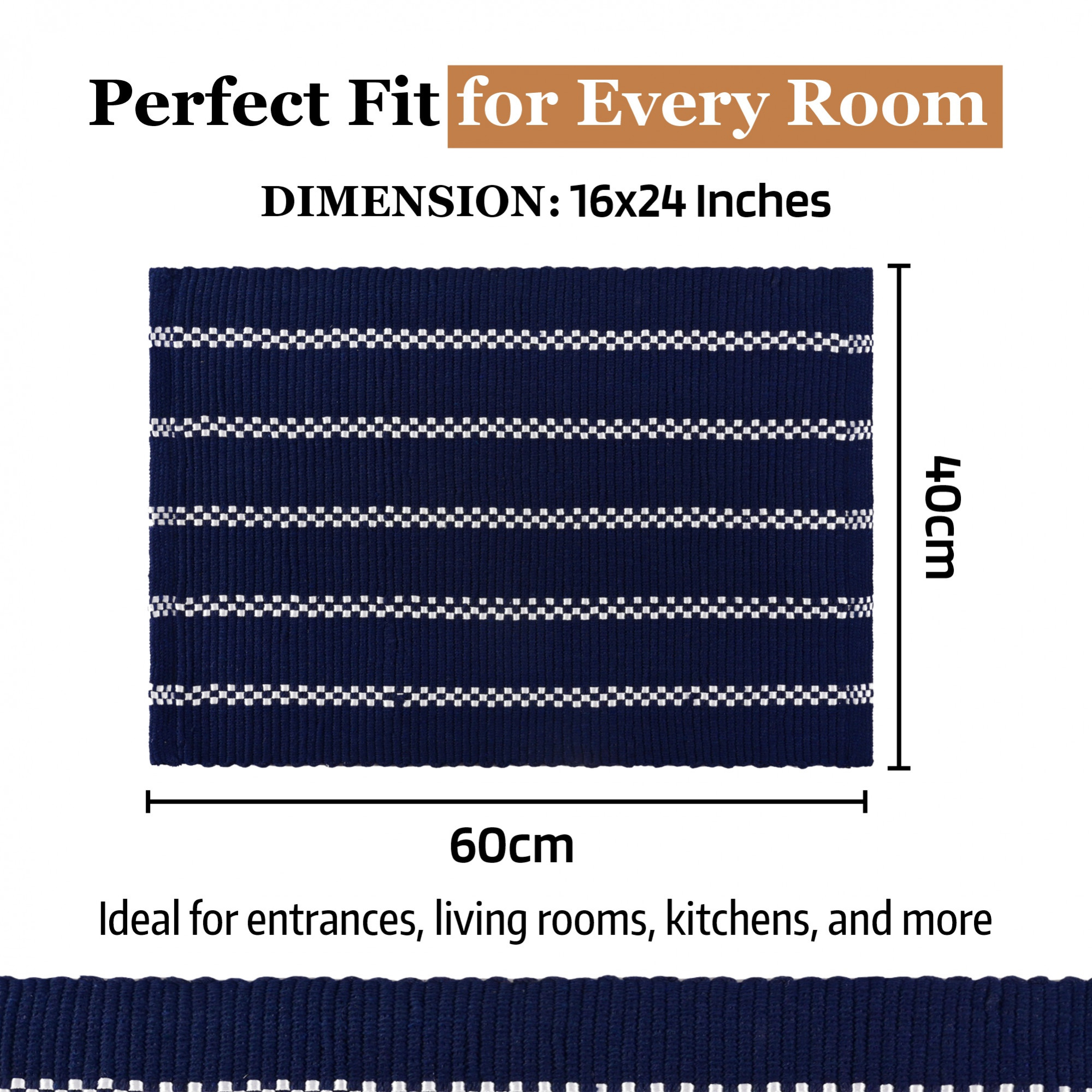 Kuber Industries 16x24 Inch Soft Door Mats for Home  Durable  Absorbent Main Entrance Footmats for Bathroom Living Room  Office  Silver Lining Sky Mat- Dark Blue
