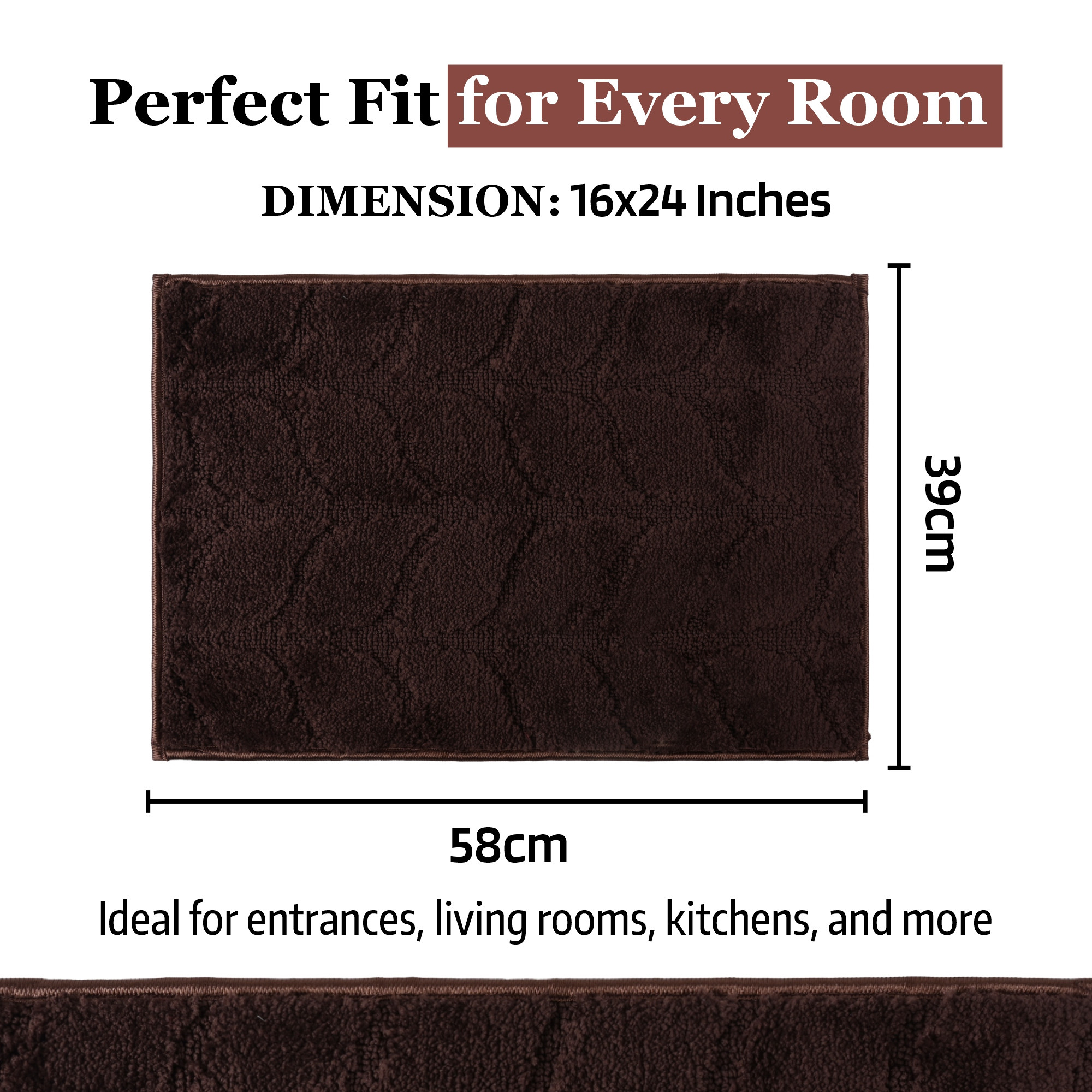 Kuber Industries 16x24 Inches Anti-Skid Microfiber Outdoor Mats for Home Entrance  Machine Washable Paidan  Doormats for Main Door Entrance of Office  Leaf Design - Brown