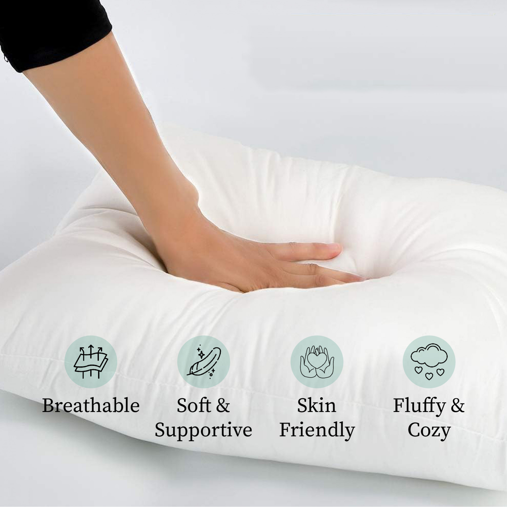 Kuber Industries 16x24 Inches Microfiber Soft Pillow for Sleeping  Comfortable Design Pillow for Bed  Back Support - Ensures Comfortable Rest  Naps  Plain White