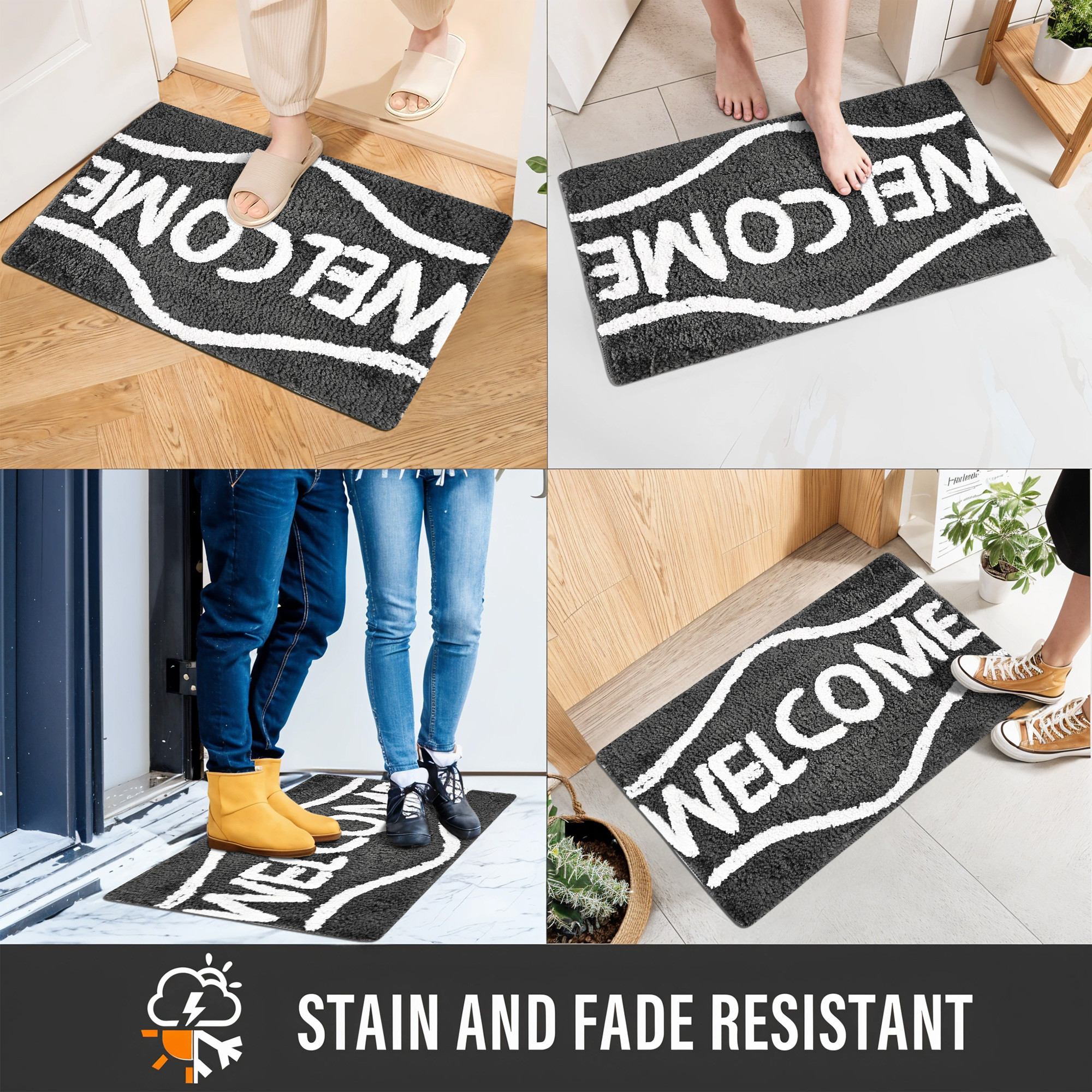 Kuber Industries 16x24 Inches Rectangle Super Soft Door Mats for Home  Living Room  Rainy Season Mats for Floor  Footmats for Bedroom Kitchen  Balcony  Grey