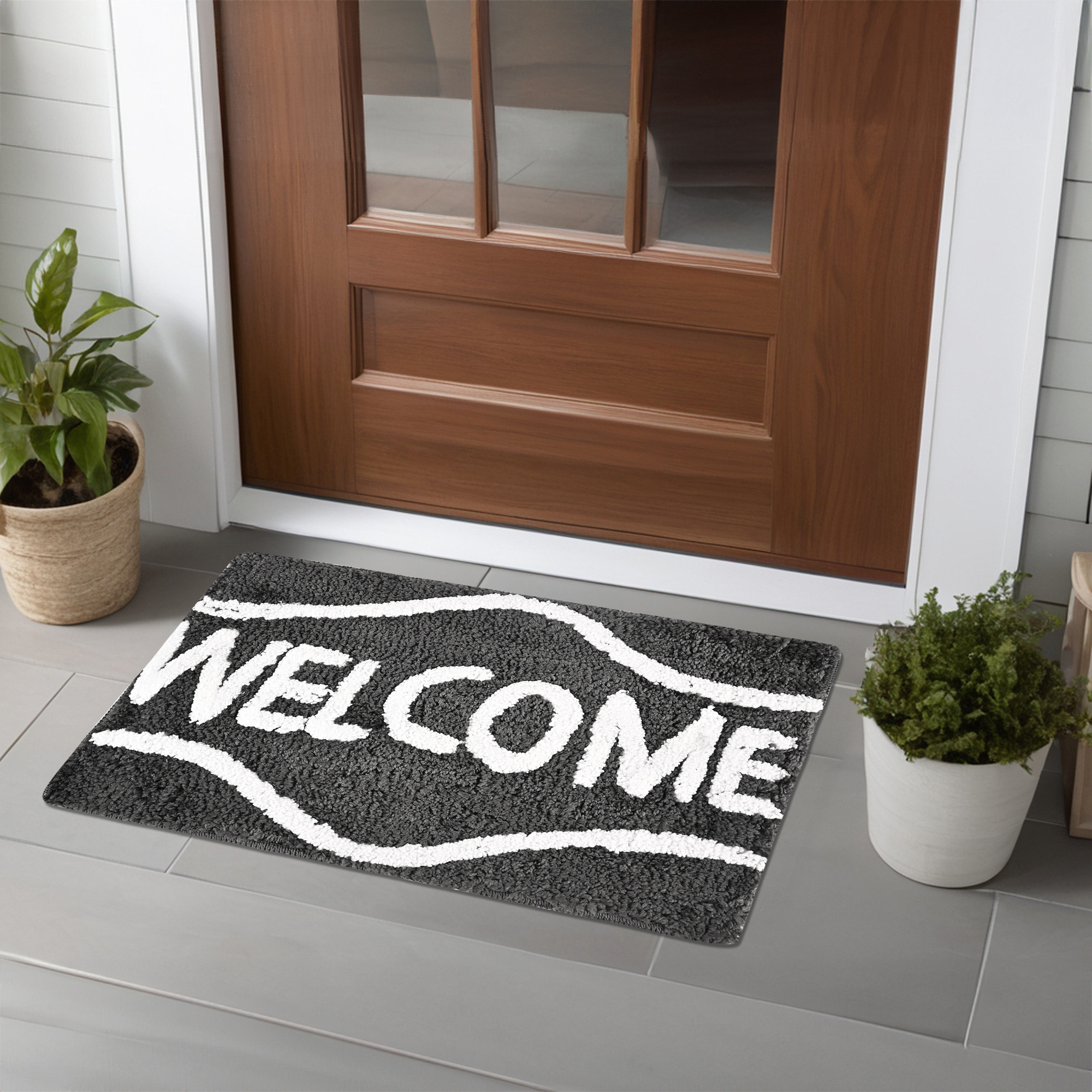 Kuber Industries 16x24 Inches Rectangle Super Soft Door Mats for Home  Living Room  Rainy Season Mats for Floor  Footmats for Bedroom Kitchen  Balcony  Grey