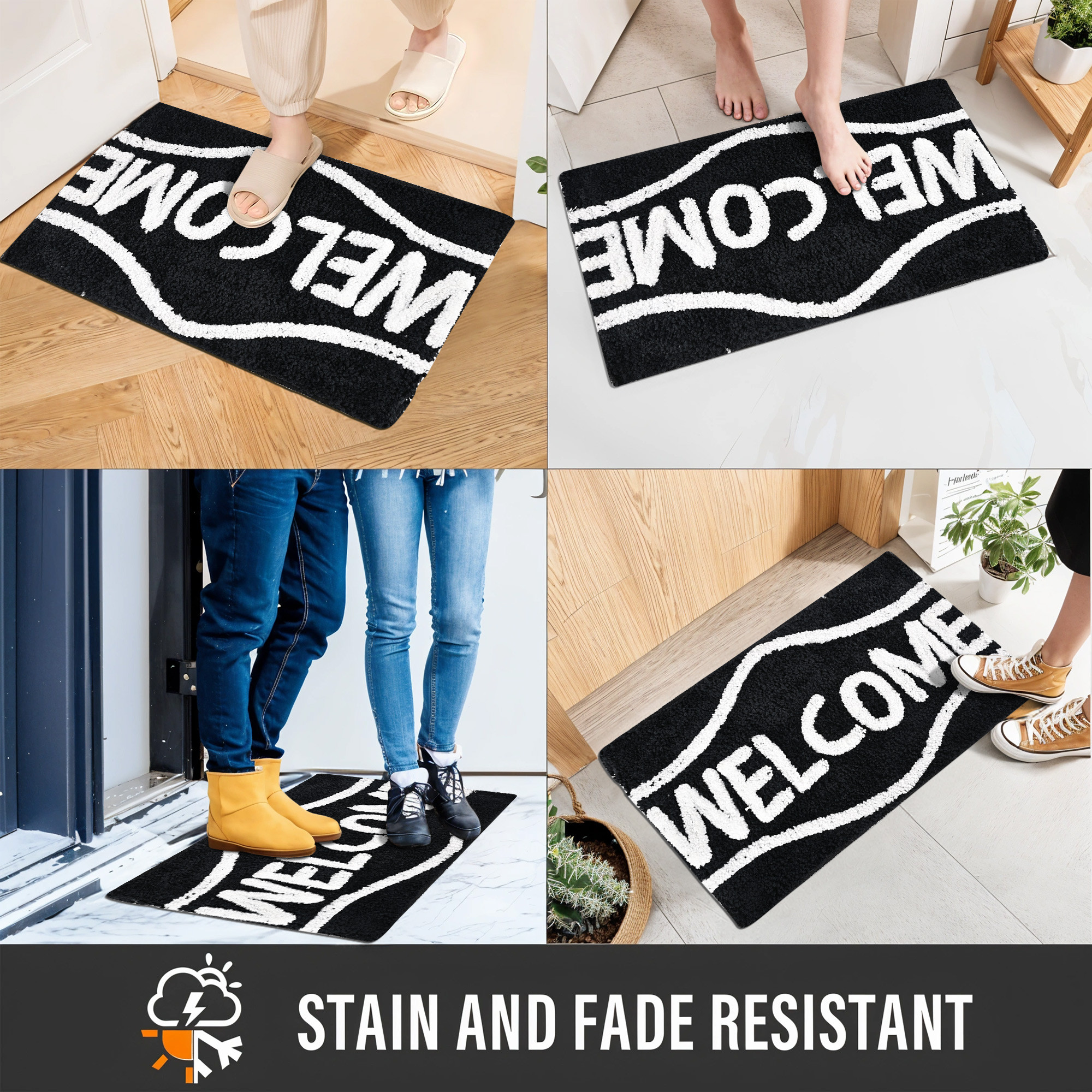 Kuber Industries 16x24 Inches Rectangle Super Soft Door Mats for Home  Living Room  Rainy Season Mats for Floor  Footmats for Bedroom Kitchen  Balcony  Charcoal Black