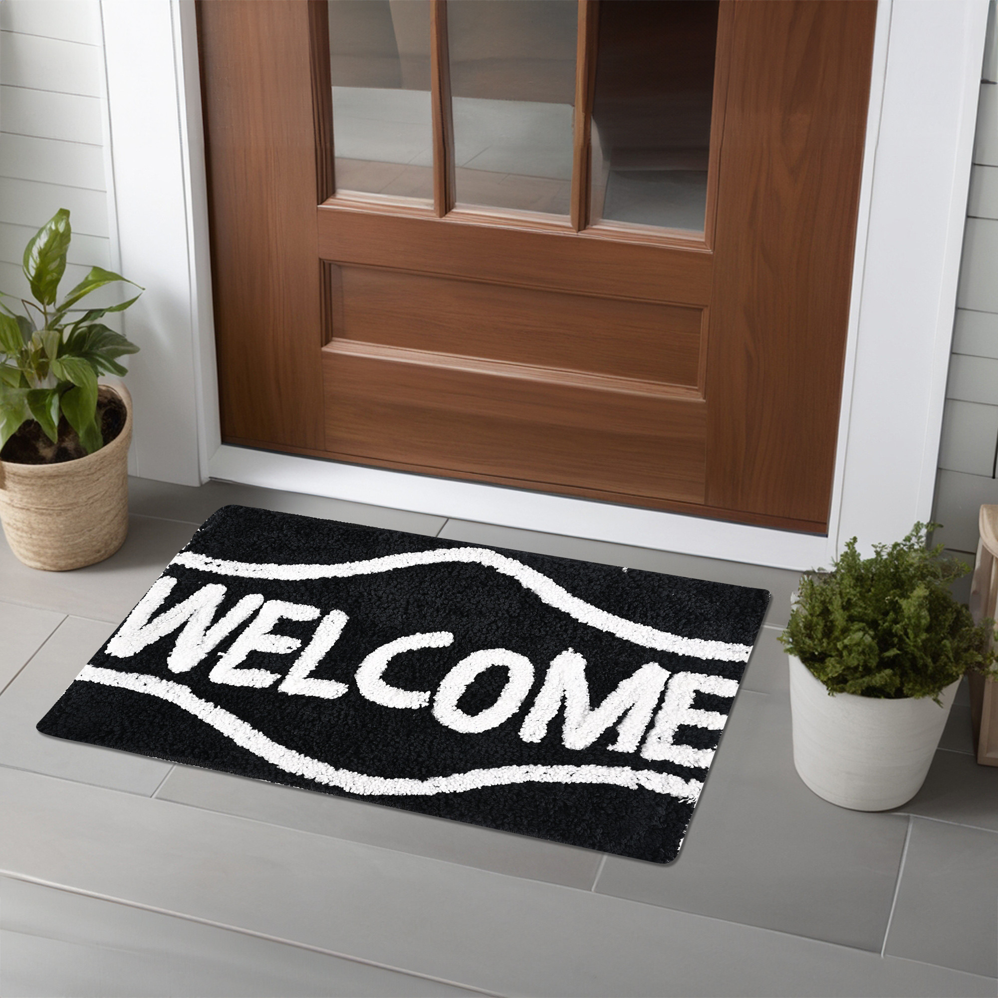 Kuber Industries 16x24 Inches Rectangle Super Soft Door Mats for Home  Living Room  Rainy Season Mats for Floor  Footmats for Bedroom Kitchen  Balcony  Charcoal Black