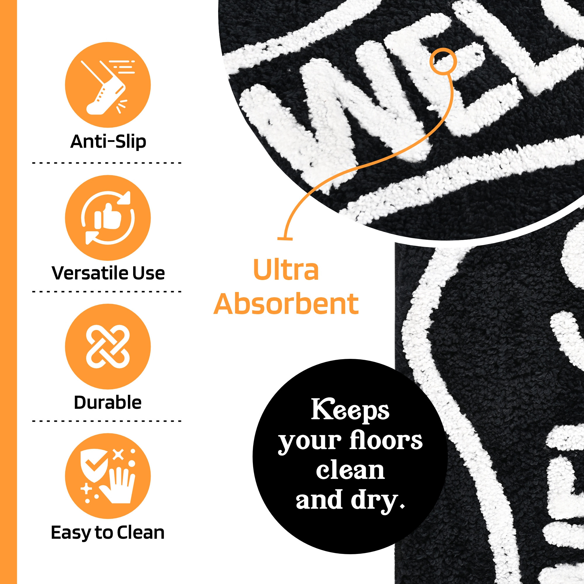 Kuber Industries 16x24 Inches Rectangle Super Soft Door Mats for Home  Living Room  Rainy Season Mats for Floor  Footmats for Bedroom Kitchen  Balcony  Charcoal Black