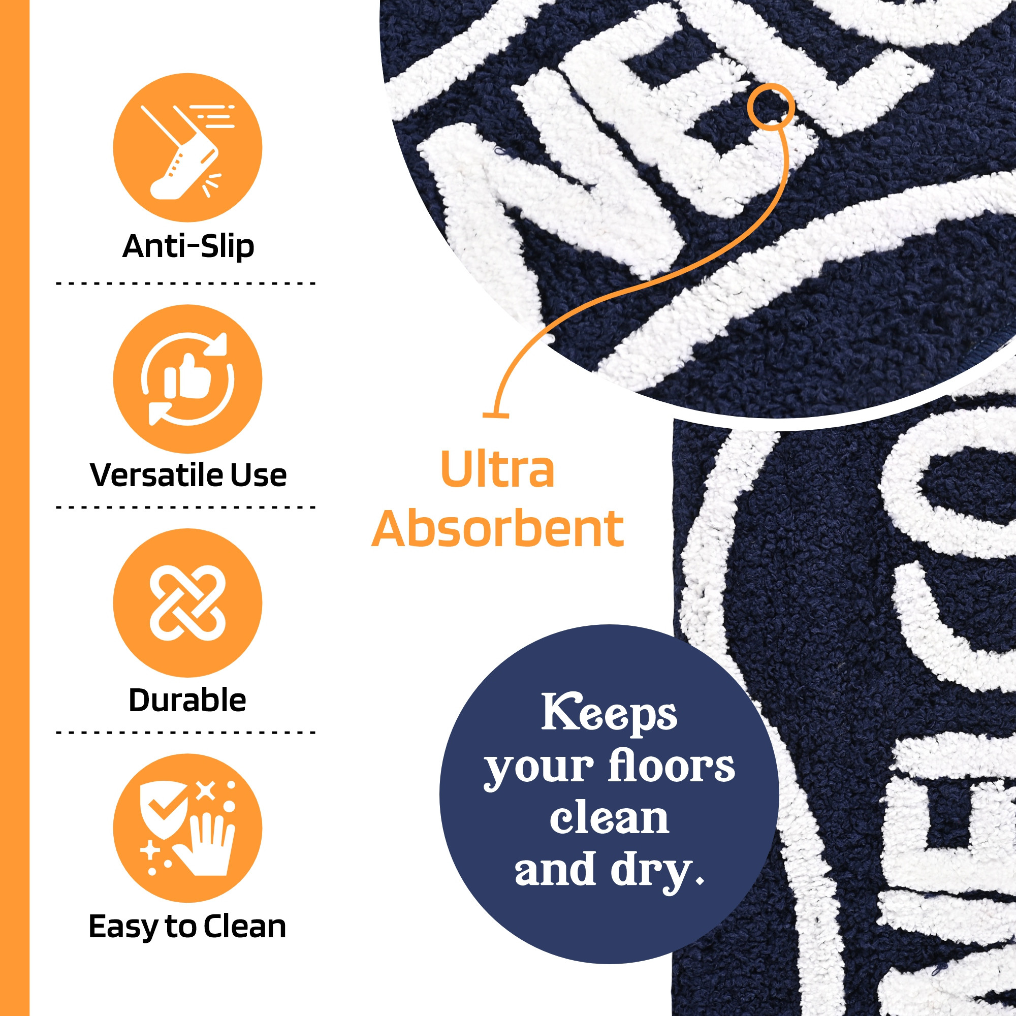 Kuber Industries 16x24 Inches Rectangle Super Soft Door Mats for Home  Living Room  Rainy Season Mats for Floor  Footmats for Bedroom Kitchen  Balcony  Blue