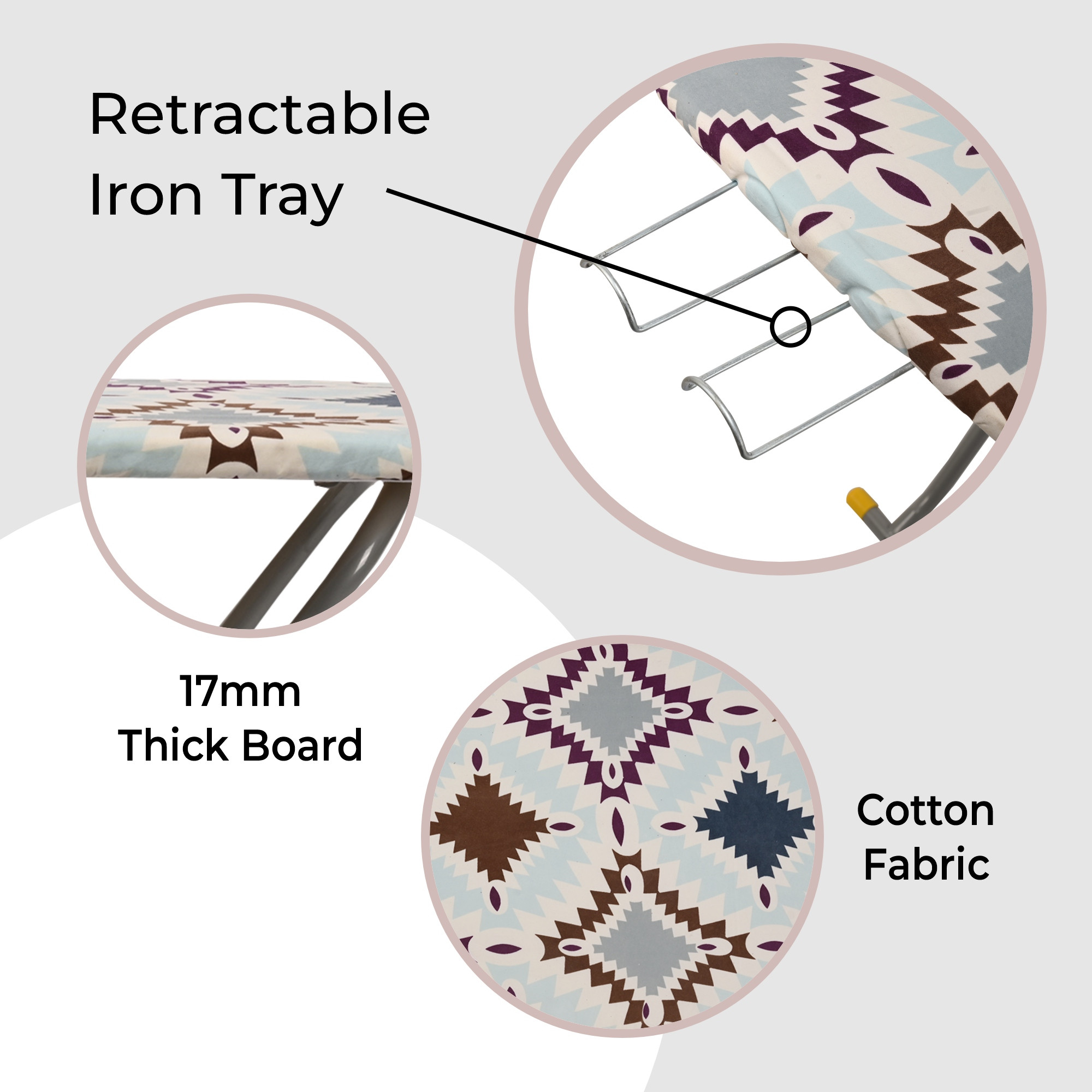 Kuber Industries 18 Inch Adjustable  Foldable Iron Stand for Clothes  Sarees  Quick Pressing Board  Ironing Table for Home  Blue