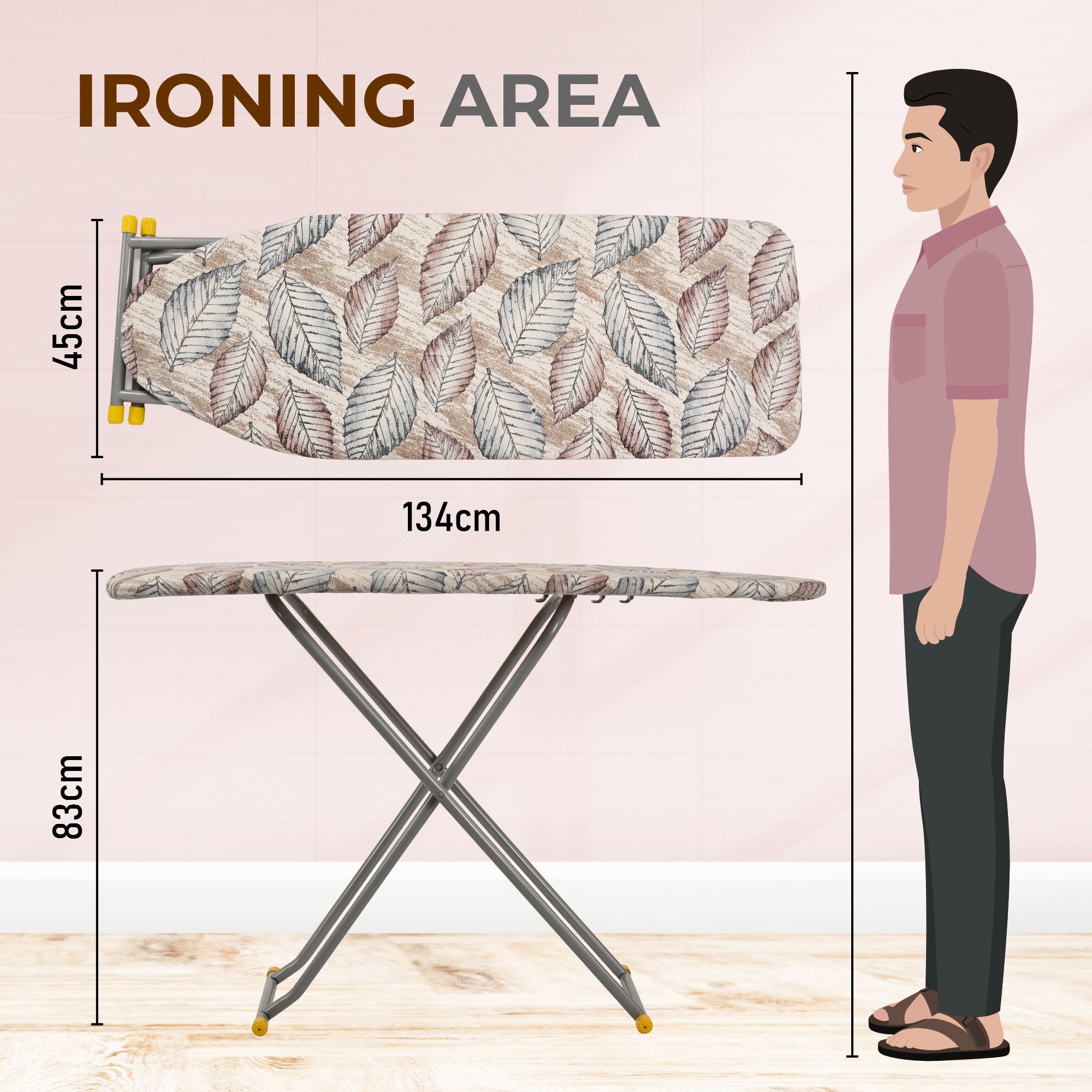 Kuber Industries 18 Inch Adjustable  Foldable Iron Stand for Clothes  Sarees  Quick Pressing Board  Ironing Table for Home  Multicolor