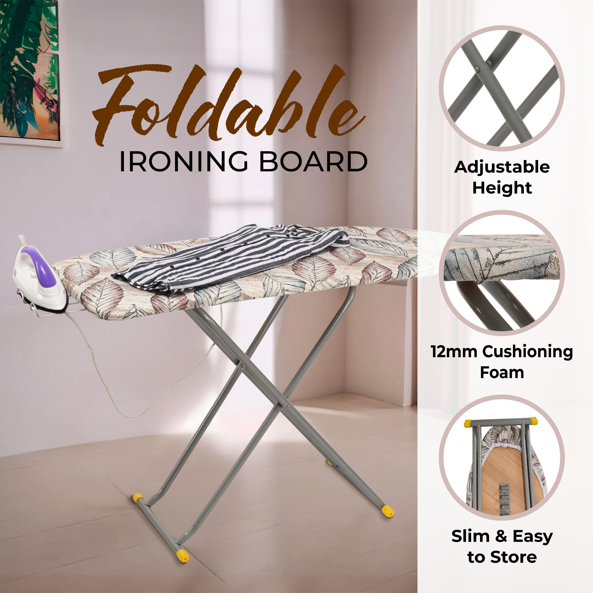 Kuber Industries 18 Inch Adjustable  Foldable Iron Stand for Clothes  Sarees  Quick Pressing Board  Ironing Table for Home  Multicolor