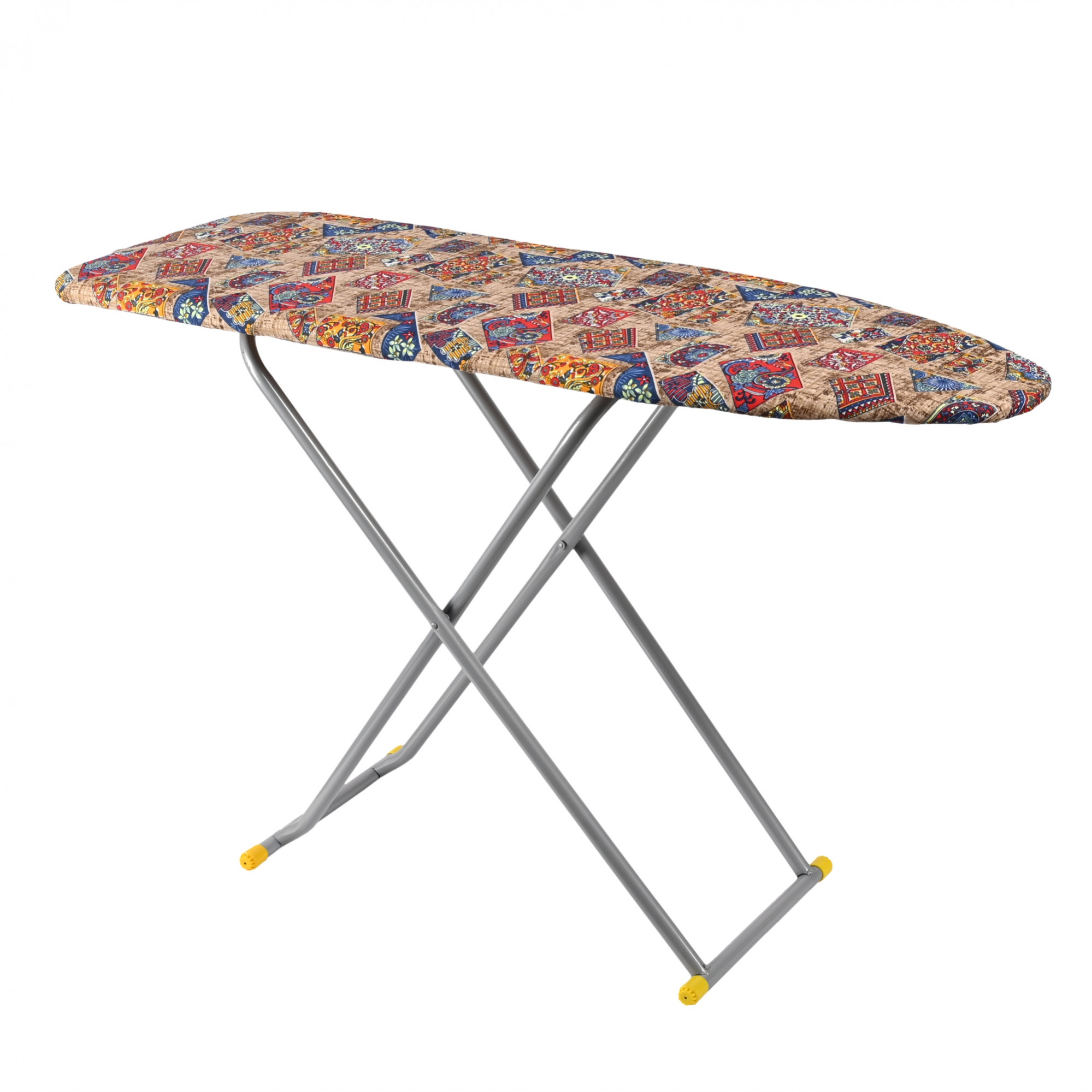 Kuber Industries 18 Inch Foldable  Height Adjustable Press Board Iron Stand with Heat Resistant HolderTray for Home  Anti Skid Press Table for Clothes  Mix Vintage- Cream