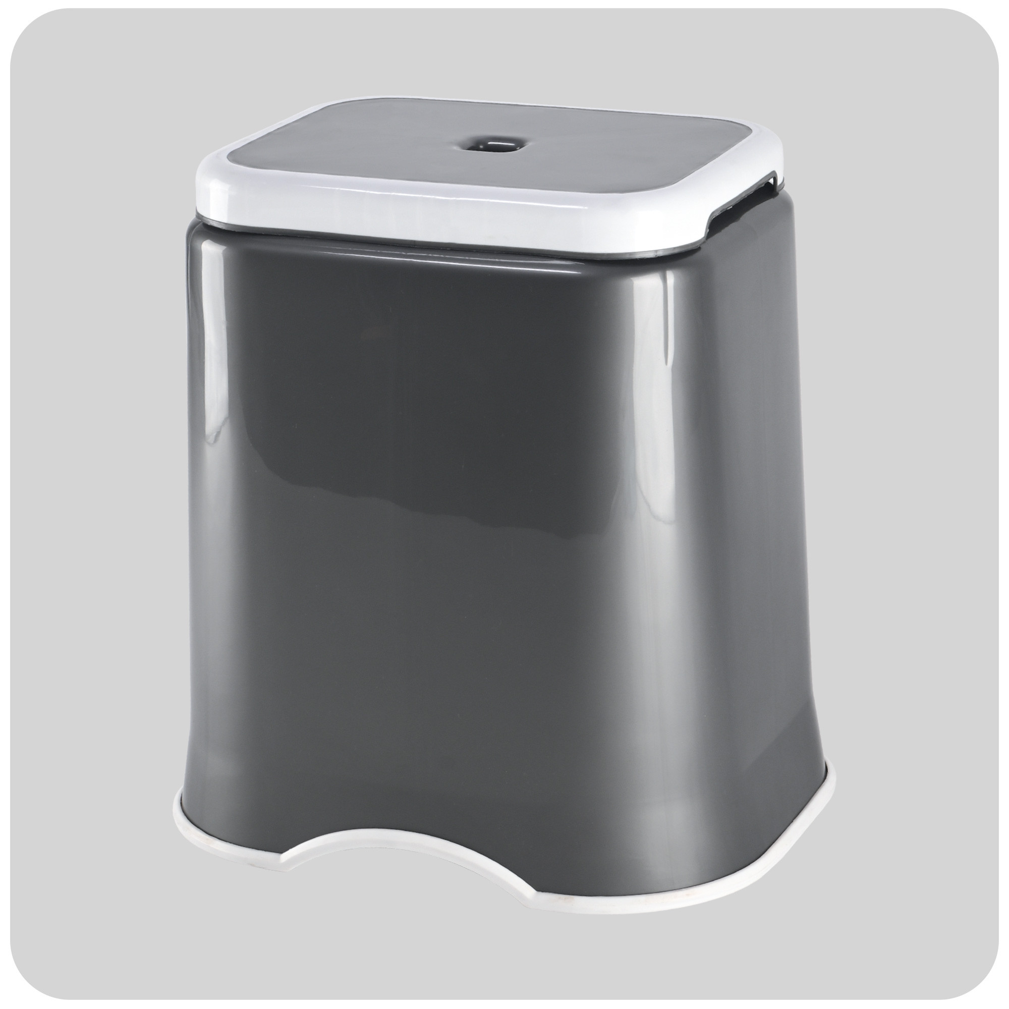 Kuber Industries 18 Inch Heavy Duty Plastic Stool for Sitting  Bathing  Strong and Durable Anti-Slip Stool Senior Citizen Support Indoor  Outdoor  Multiple Space Use HomeGardenBathroom  Grey  White