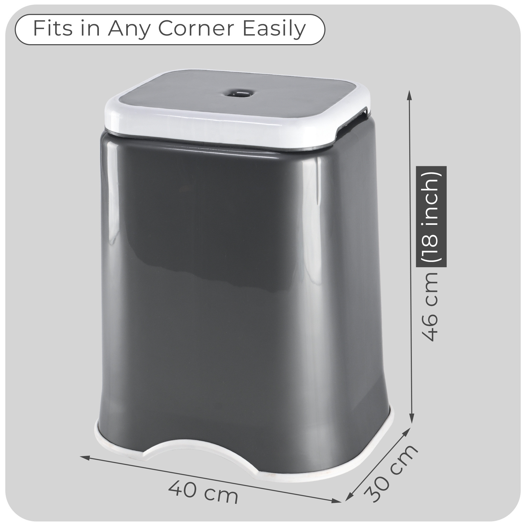 Kuber Industries 18 Inch Heavy Duty Plastic Stool for Sitting  Bathing  Strong and Durable Anti-Slip Stool Senior Citizen Support Indoor  Outdoor  Multiple Space Use HomeGardenBathroom  Grey  White