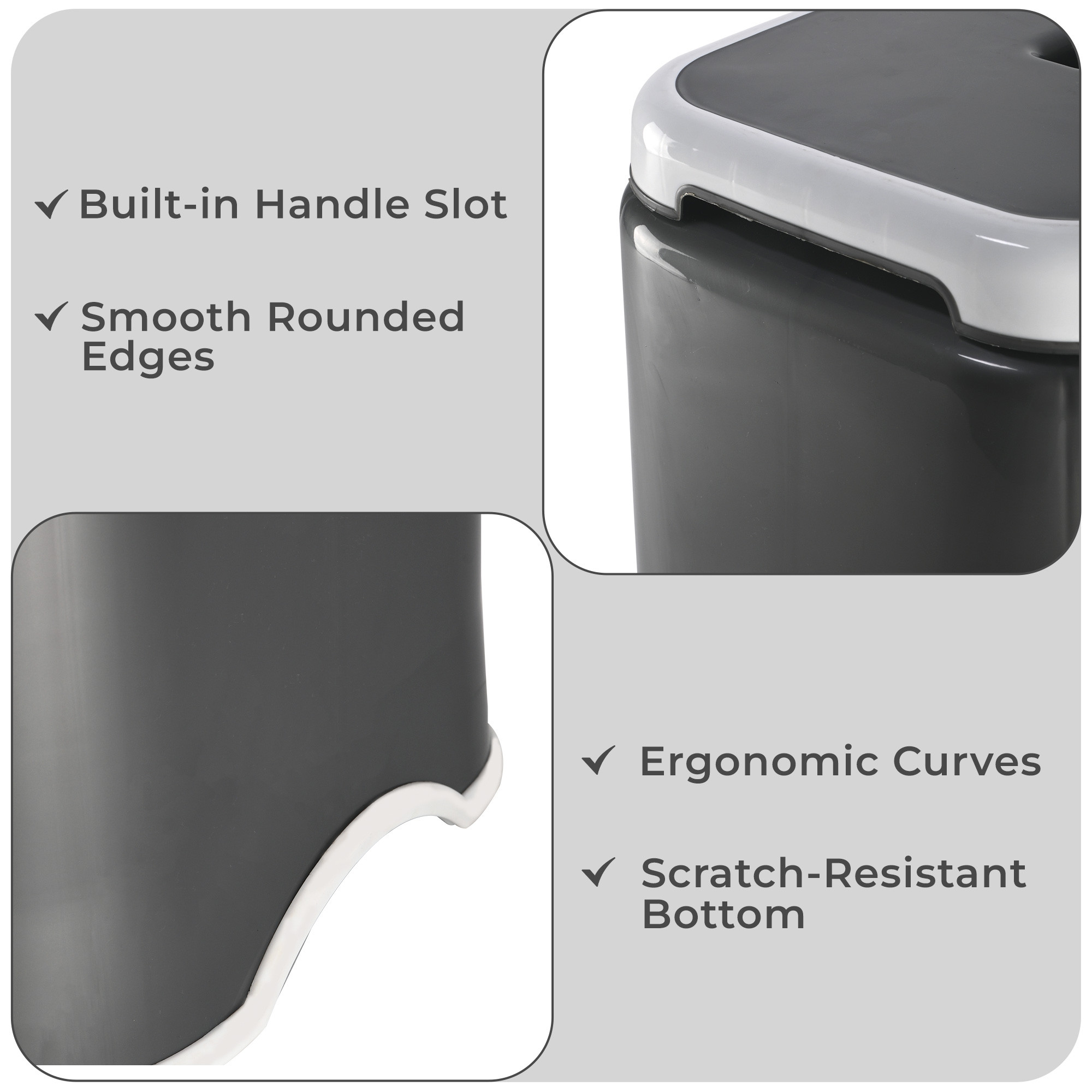 Kuber Industries 18 Inch Heavy Duty Plastic Stool for Sitting  Bathing  Strong and Durable Anti-Slip Stool Senior Citizen Support Indoor  Outdoor  Multiple Space Use HomeGardenBathroom  Grey  White