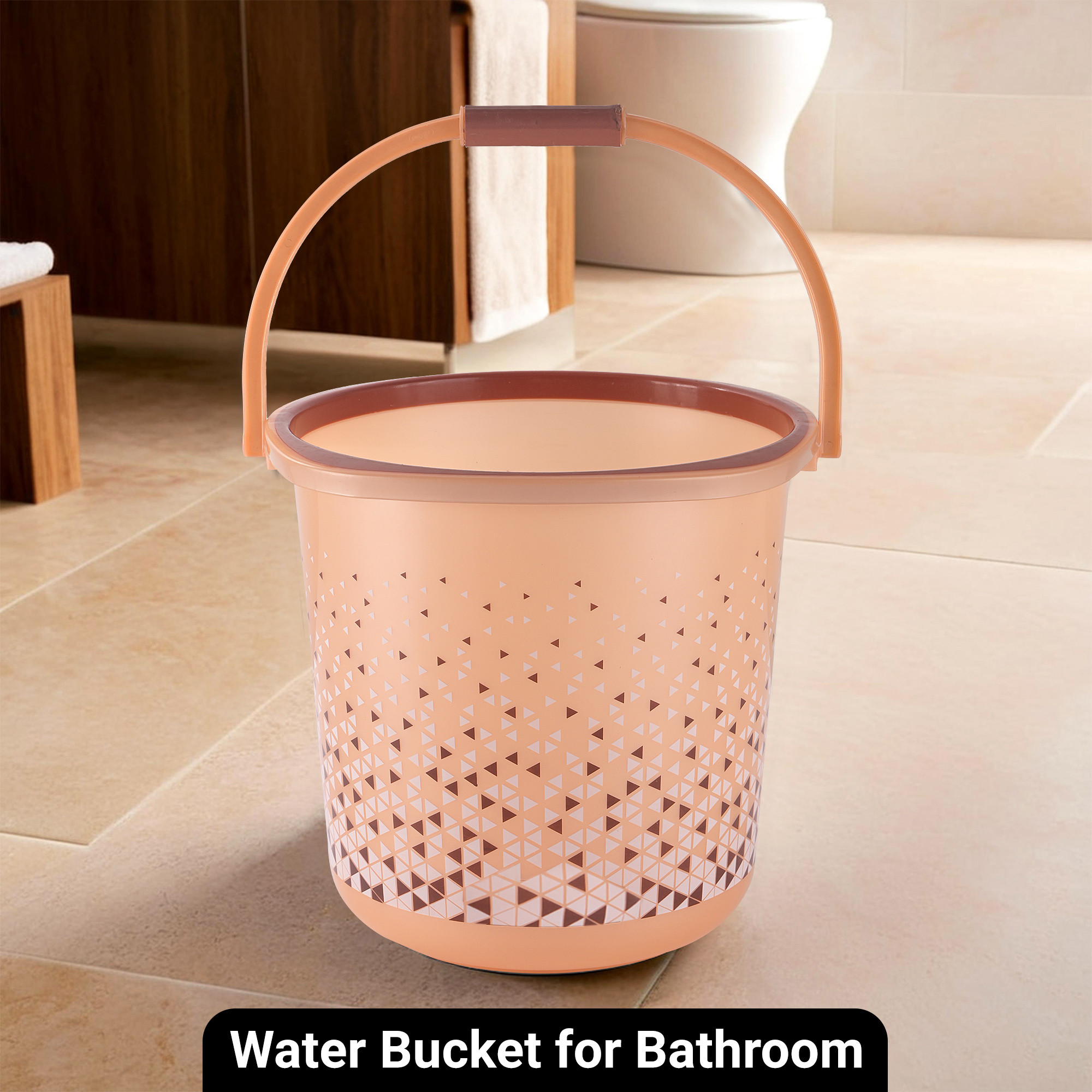 Kuber Industries 18 Litre Plastic Bath Bucket for Bathroom  Kitchen  Multipurpose Hot  Cold Water Container Bathing Bucket  Balti with Handle for Home  Tined - Brown