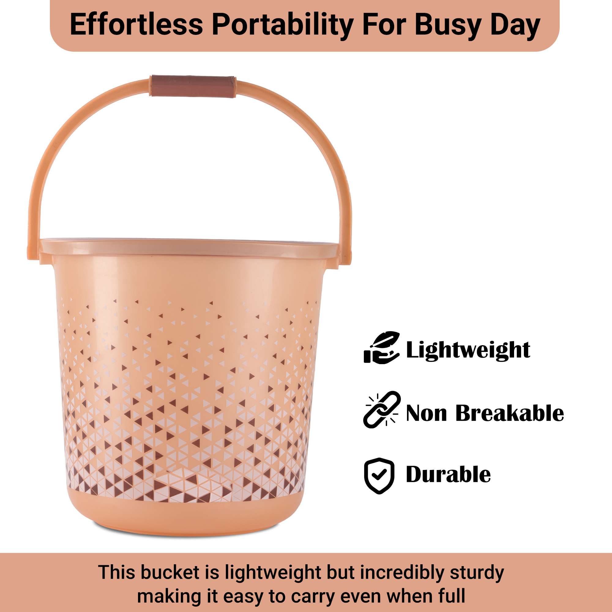 Kuber Industries 18 Litre Plastic Bath Bucket for Bathroom  Kitchen  Multipurpose Hot  Cold Water Container Bathing Bucket  Balti with Handle for Home  Tined - Brown