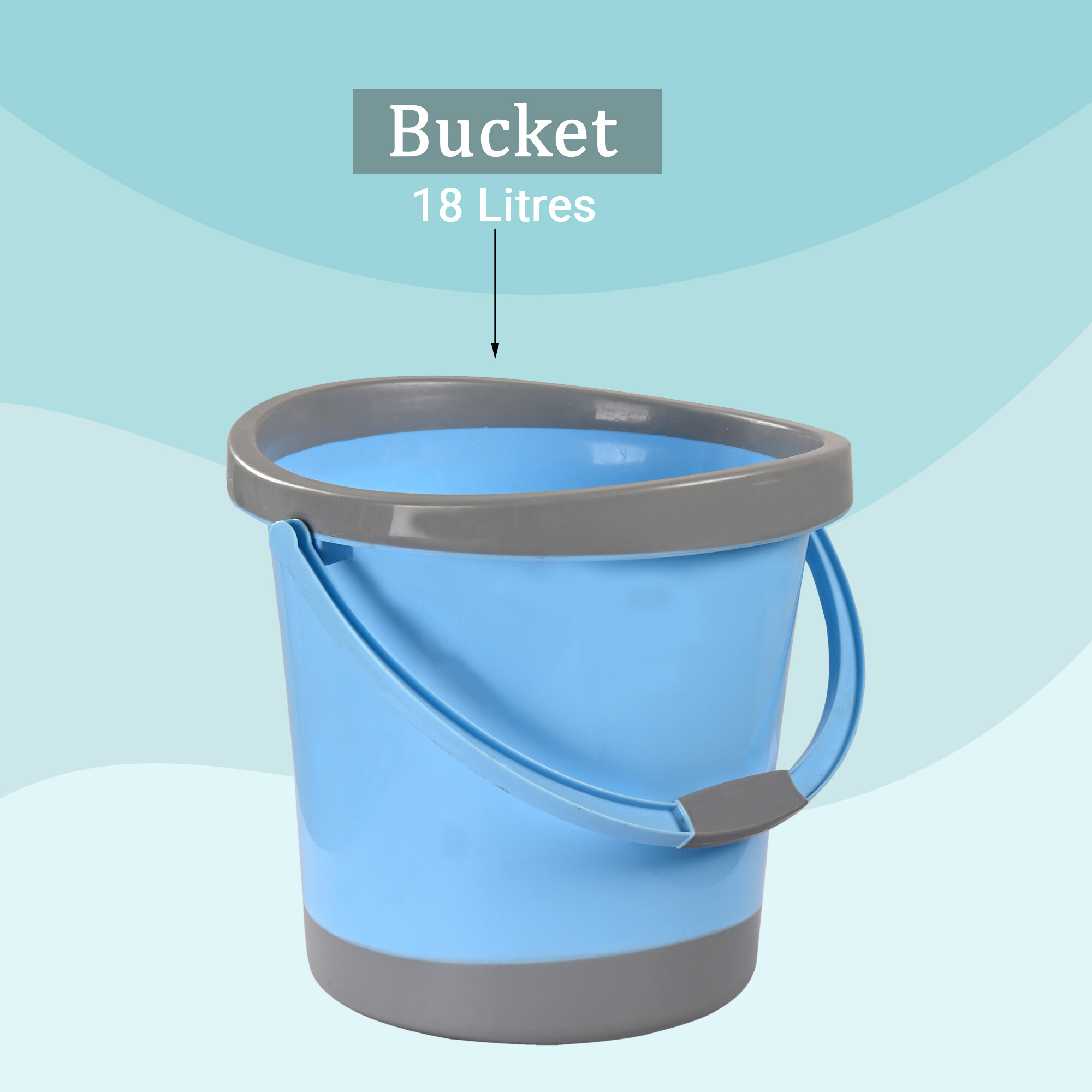 Kuber Industries 18 Litre Plastic Bath Bucket for Bathroom  Kitchen  Multipurpose Hot  Cold Water Container Bathing Bucket  Balti with Handle for Home  Blue  Grey