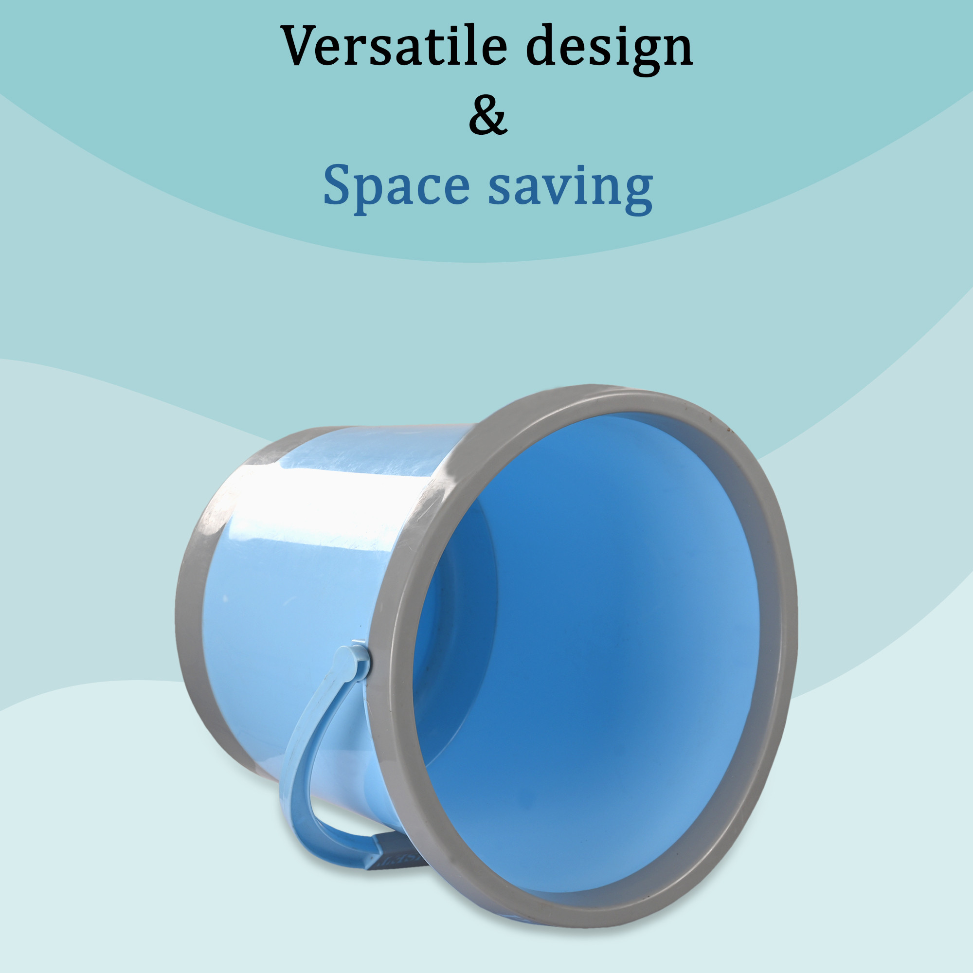 Kuber Industries 18 Litre Plastic Bath Bucket for Bathroom  Kitchen  Multipurpose Hot  Cold Water Container Bathing Bucket  Balti with Handle for Home  Blue  Grey