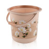 18 Ltr Plastic Bucket for Bathroom | Sturdy and Easy Grip Handle | Big Bucket for Bathing | Water Storage Bucket for Home | Bathroom Bucket Shower | Floral Print - Brown