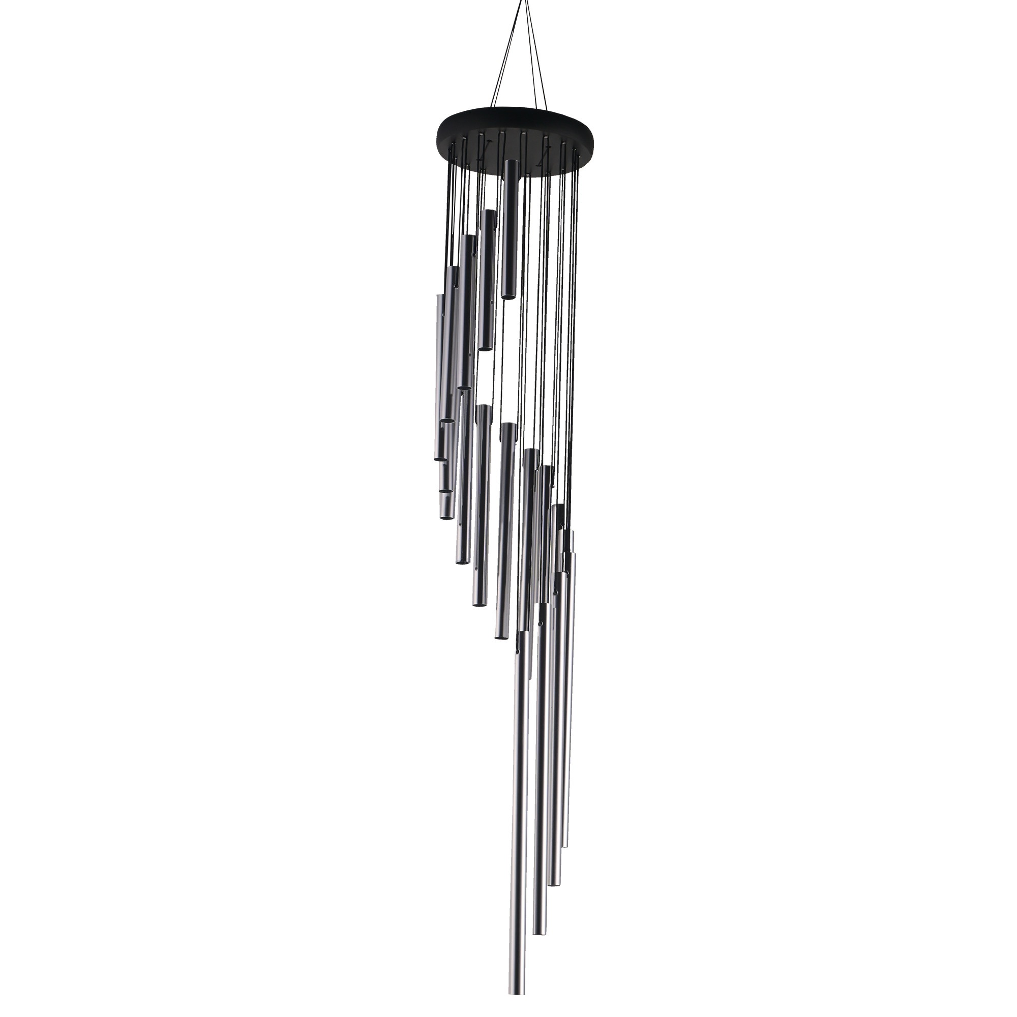 Kuber Industries 18 Pipes Musical Wind Chimes for Balcony  Aluminium Wind Chimes for Home Positive Energy for Living Room  Home Decor Hanging Items  Silver