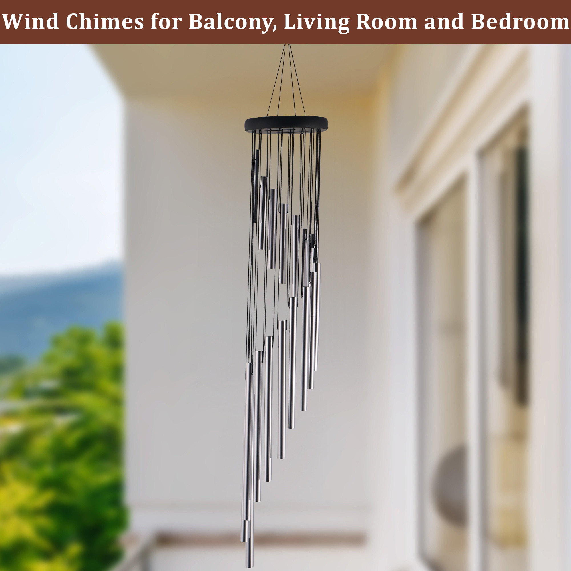 Kuber Industries 18 Pipes Musical Wind Chimes for Balcony  Aluminium Wind Chimes for Home Positive Energy for Living Room  Home Decor Hanging Items  Silver