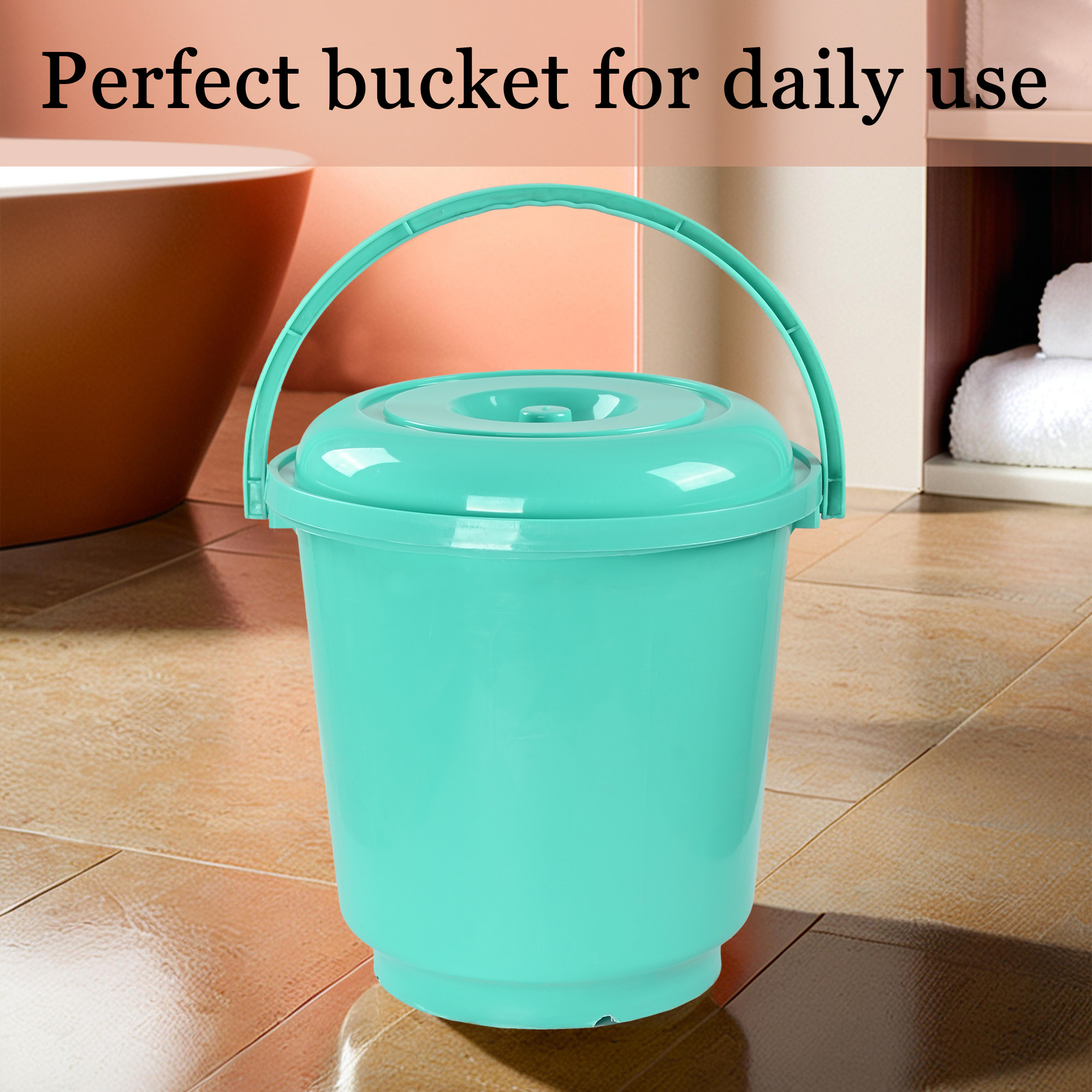 Kuber Industries 18L Bucket for Bathroom Kitchen  Home with Lid  Carry Handle  Portable Storage Container Hot  Cold Water BucketBalti for Cleaning  Green
