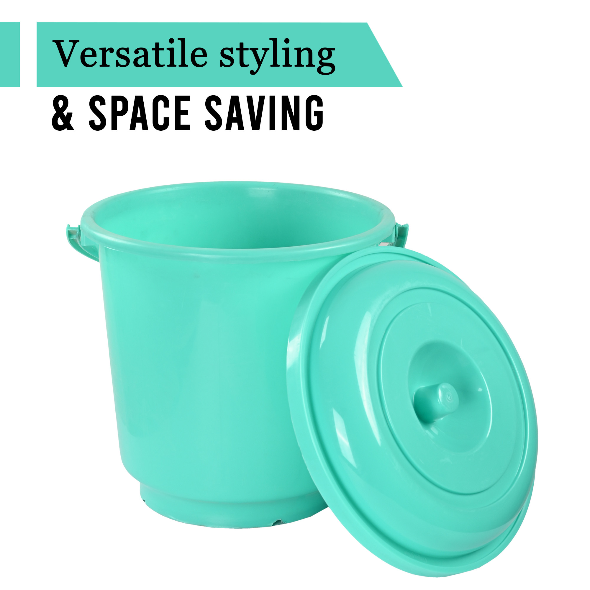 Kuber Industries 18L Bucket for Bathroom Kitchen  Home with Lid  Carry Handle  Portable Storage Container Hot  Cold Water BucketBalti for Cleaning  Green