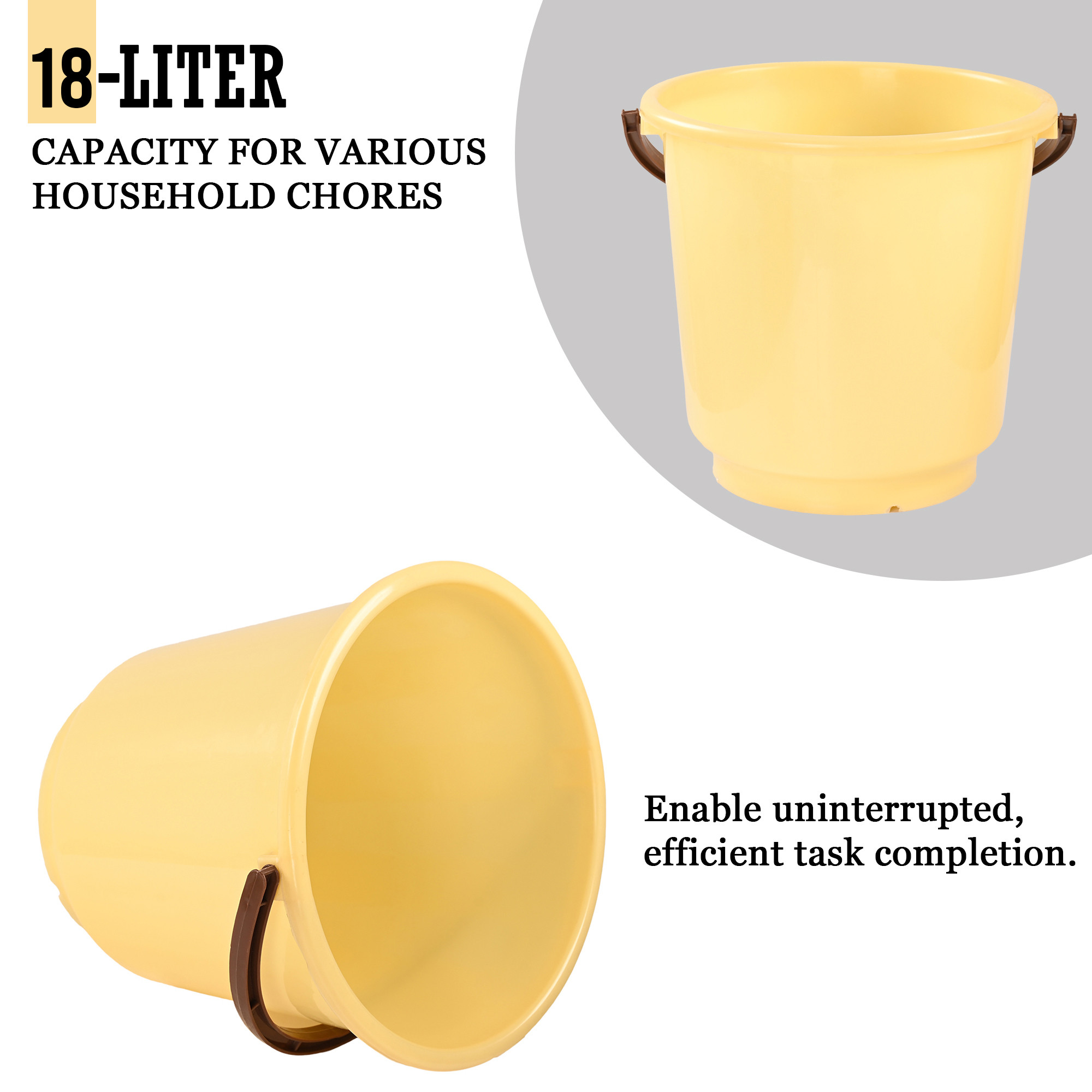 Kuber Industries 18L Bucket for Bathroom Kitchen  Home with Lid  Carry Handle  Portable Storage Container Hot  Cold Water BucketBalti for Cleaning  Cream-Brown